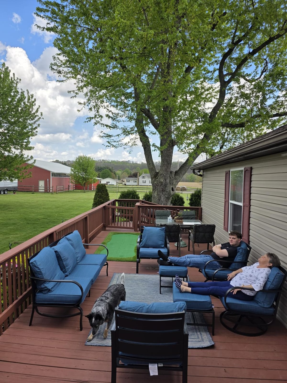 Sophia & William Patio Furniture Set with Fire Pit Table, Peacock Blue customer photo 2