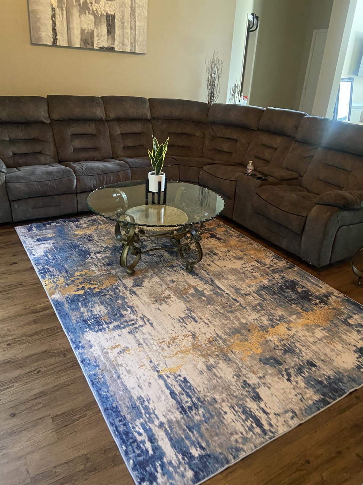 RELEANY Washable 5'x7' Abstract Area Rug for Living Room Blue Gray customer photo 1
