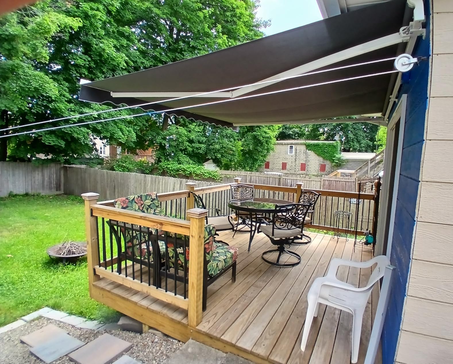 VEIKOU 12' x 10' Awnings for Patio, Retractable Awning with Adjustable Canopy, Aluminum Frame, Manual Patio Awning Sun Shade Shelter for Window, Door, Deck, Garden, Gray customer photo 2