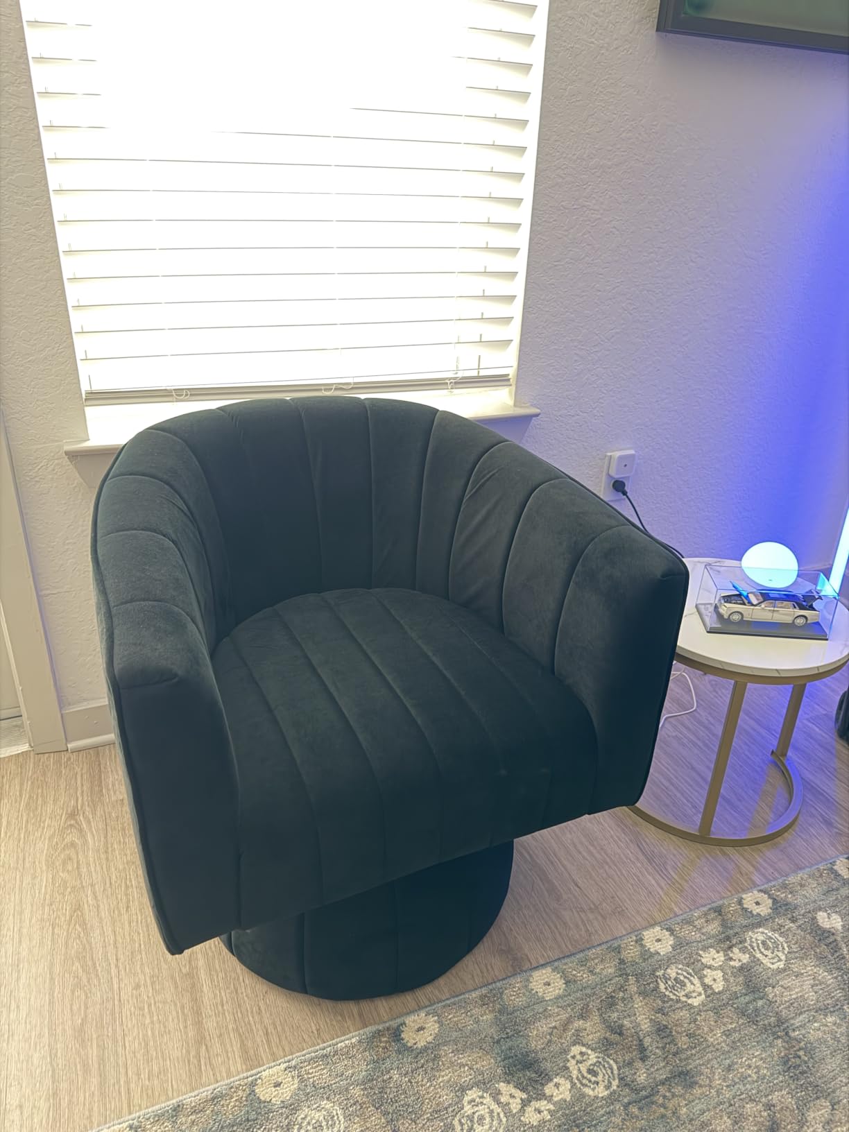 Swivel Accent Barrel Chair Set of 2- Cute Comfy Small Round 360° Arm Chair Velvet Sofa Club Reading Chair for Living Room Bedroom Office Black customer photo 1