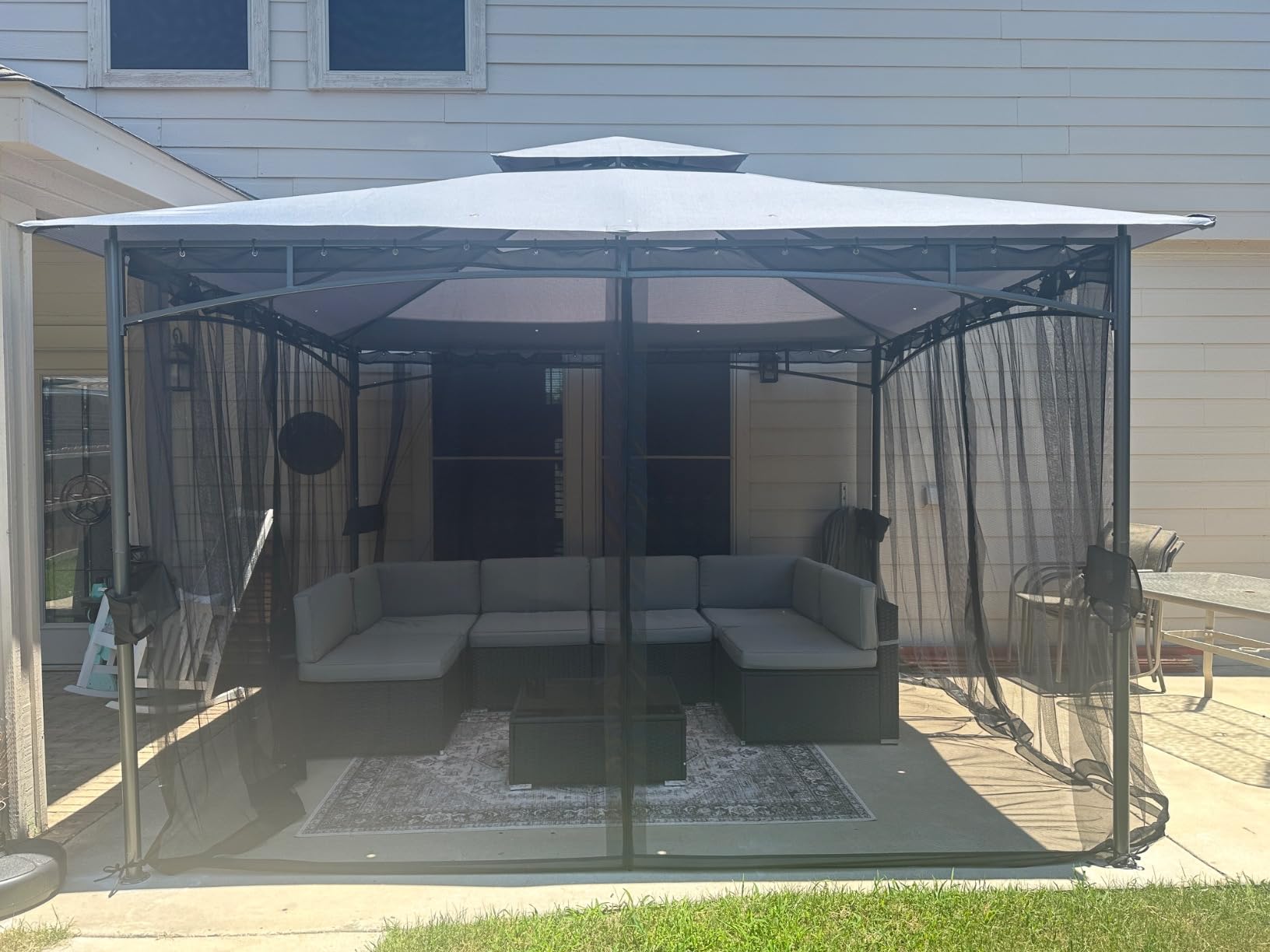 Gazebo Universal Replacement Mosquito Netting,10' x 12' Outdoor Canopy Net Screen 4-Panel Sidewall Curtain, with Zippers，Excluding Gazebo (Brown) customer photo 2