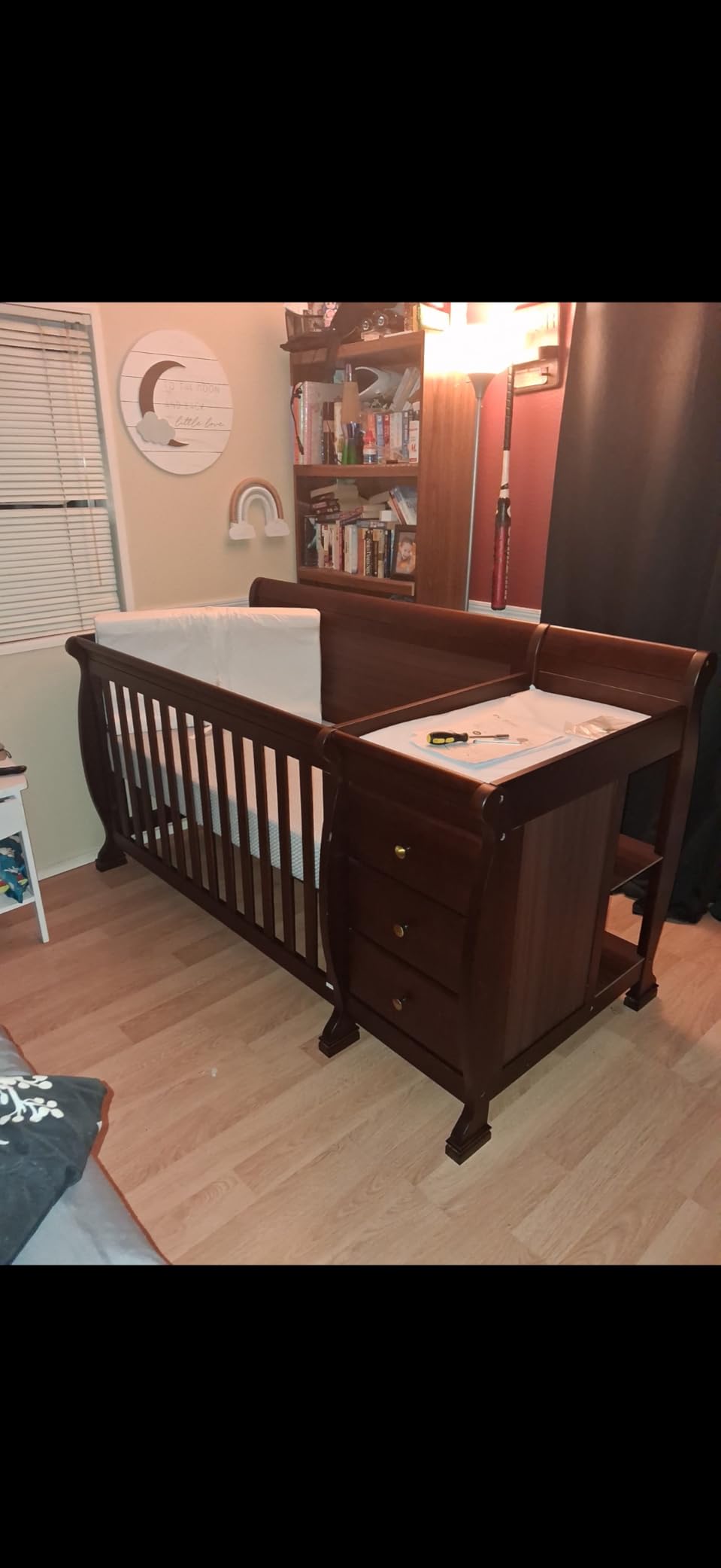 Davinci Kalani 4-in-1 Convertible Crib and Changer Combo in Chestnut customer photo 2