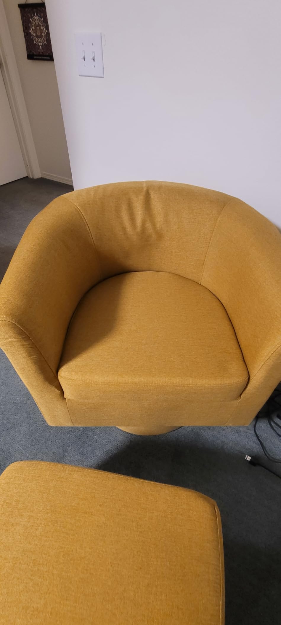 DAZONE Swivel Accent Chair Modern Barrels Chair with Ottoman Armchair Blue customer photo 1