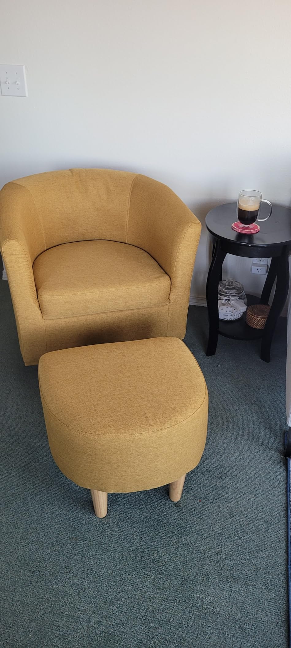 DAZONE Swivel Accent Chair Modern Barrels Chair with Ottoman Armchair Blue customer photo 2