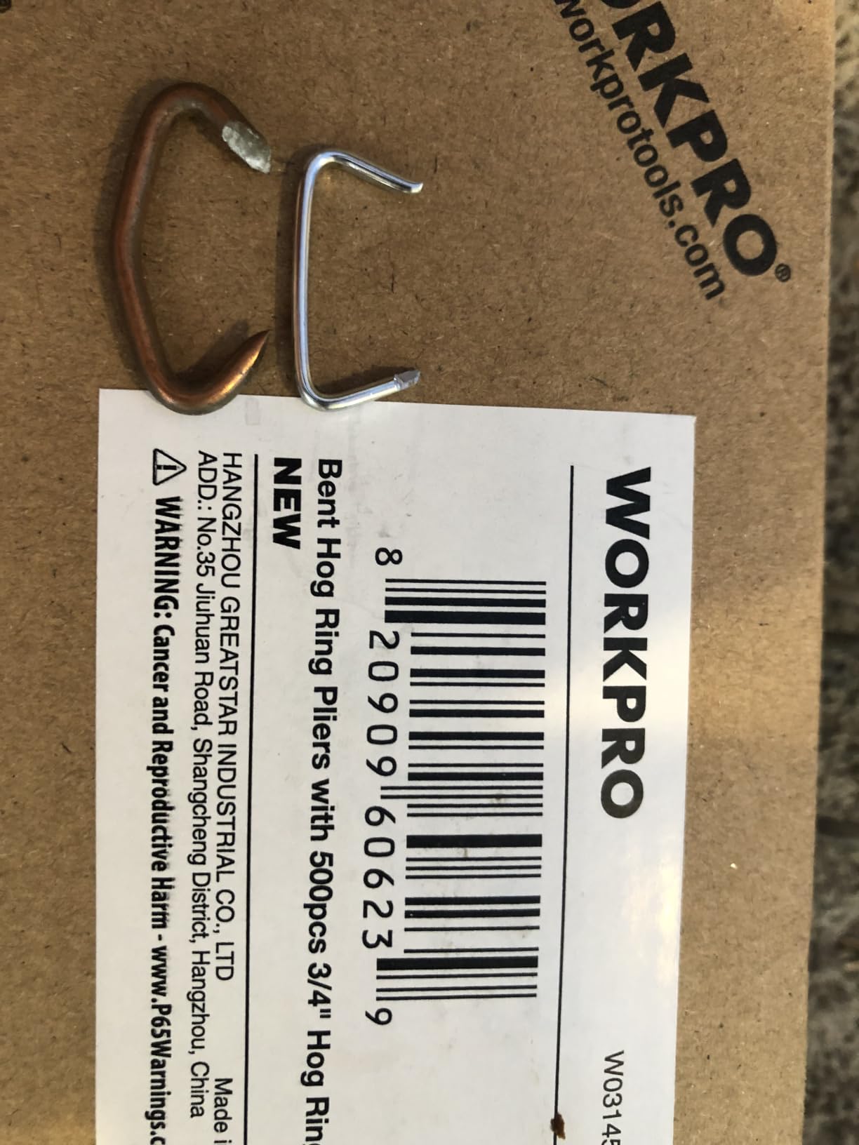WORKPRO Bent Hog Ring Pliers with 500 Pcs 3/4