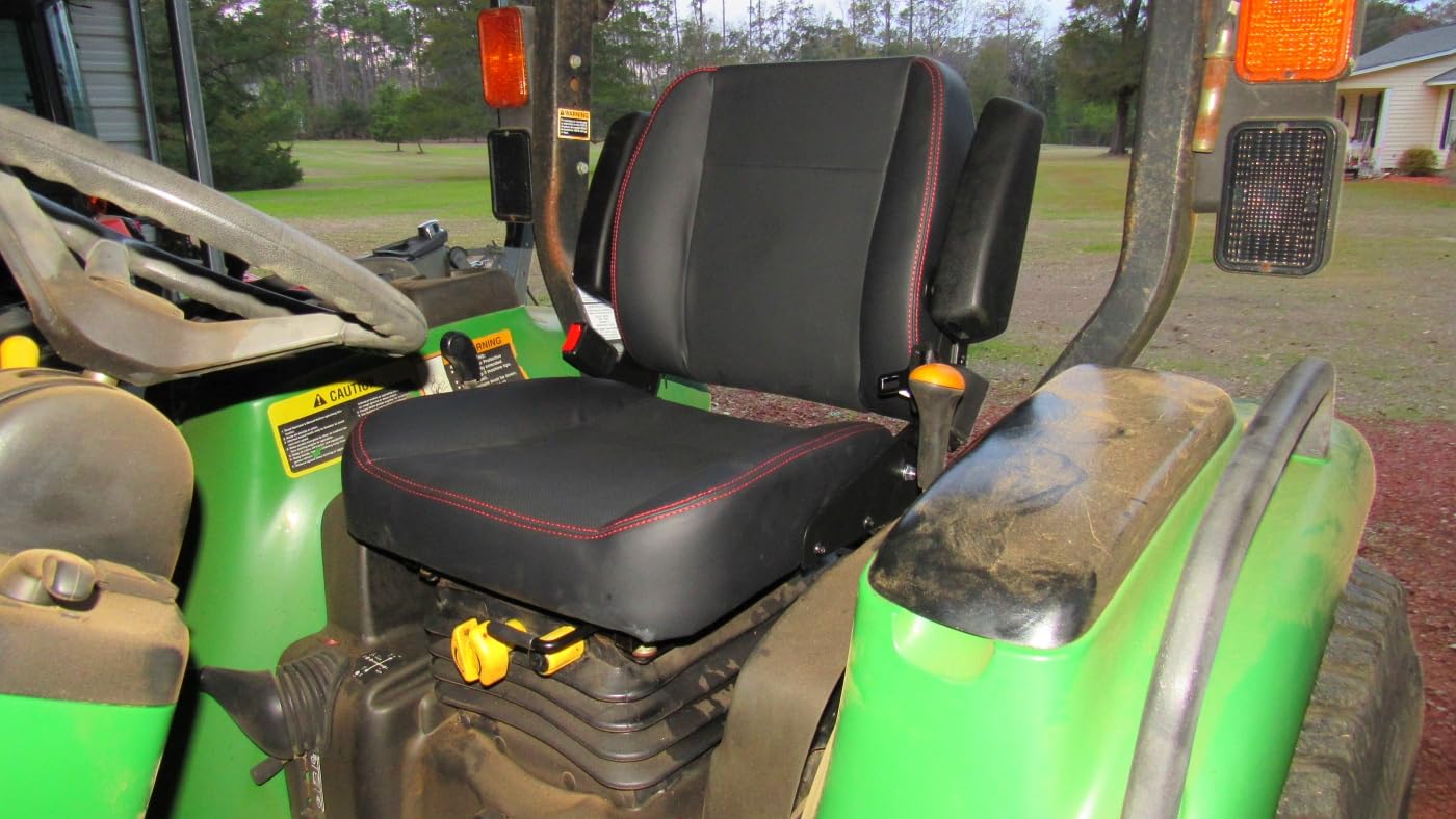 Universal Forklift Seat, Fold Down Tractor Seat with Adjustment Armrest, Safety Belt and Operator Position Switch, Excavator Skid Loader Backhoe Dozer Telehandler customer photo 1