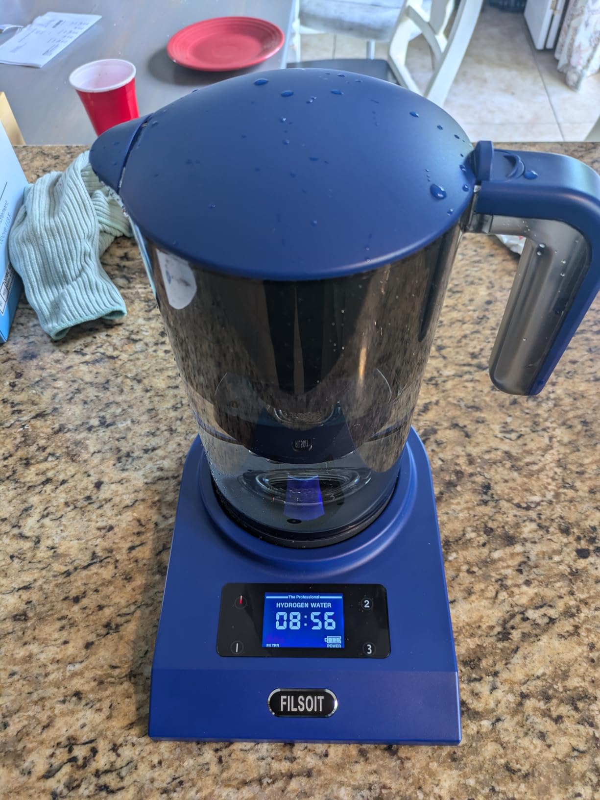 Hydrogen Water Bottle Ionizer Hydrogen Water Pitcher Generator Maker Machinewith SPE and PEM Technology(Dutch Blue) customer photo 1