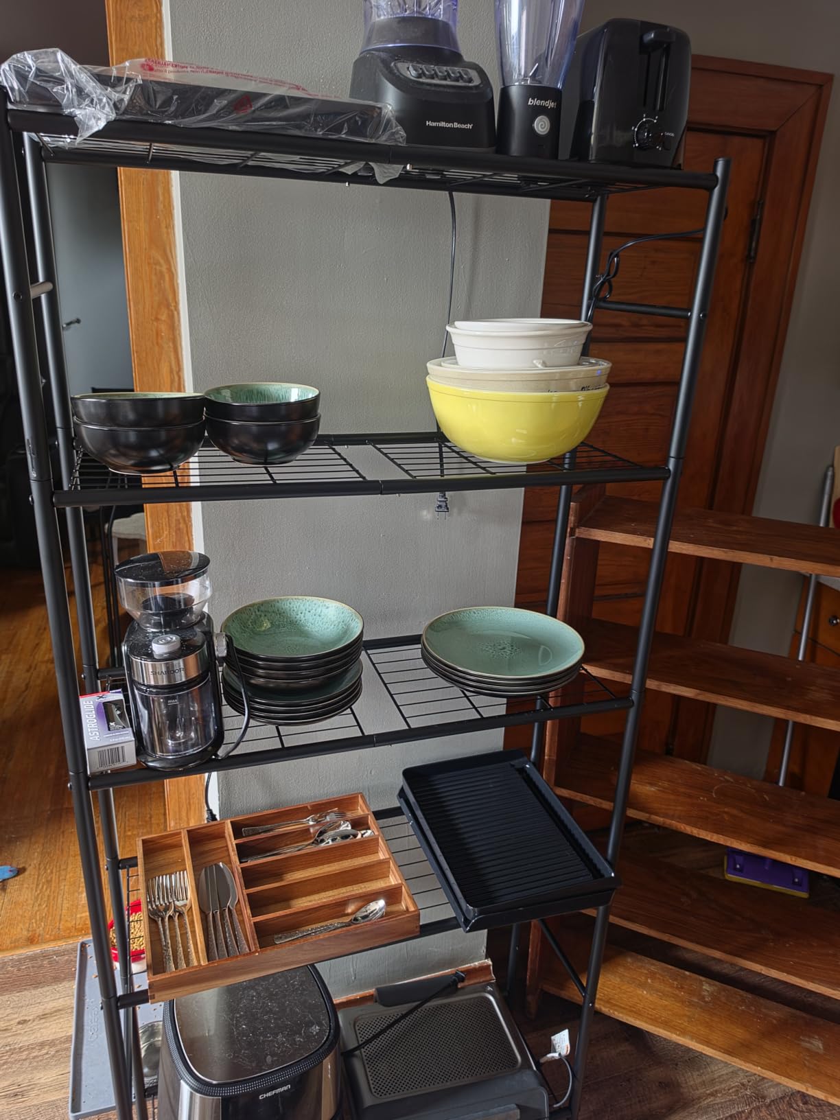 Sakugi Storage Shelves - 5 Tier Shelf Organizer, Heavy Duty Garage Shelving Unit with Leveling Feet, Stable Metal Shelves Organizer for Pantry, Kitchen and Closet, 18.4