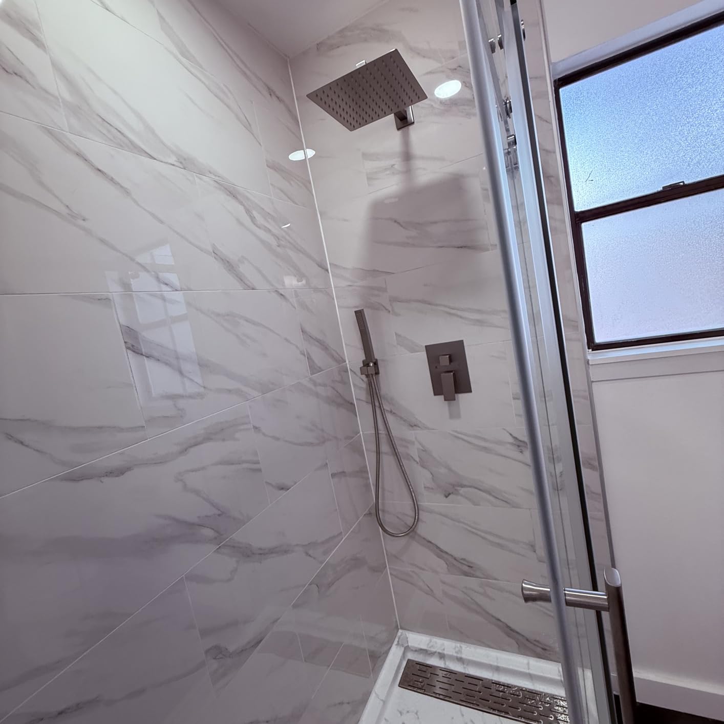 Aolemi Shower Faucet Set with Handheld Brushed Nickel 8 Inch Head customer photo 2