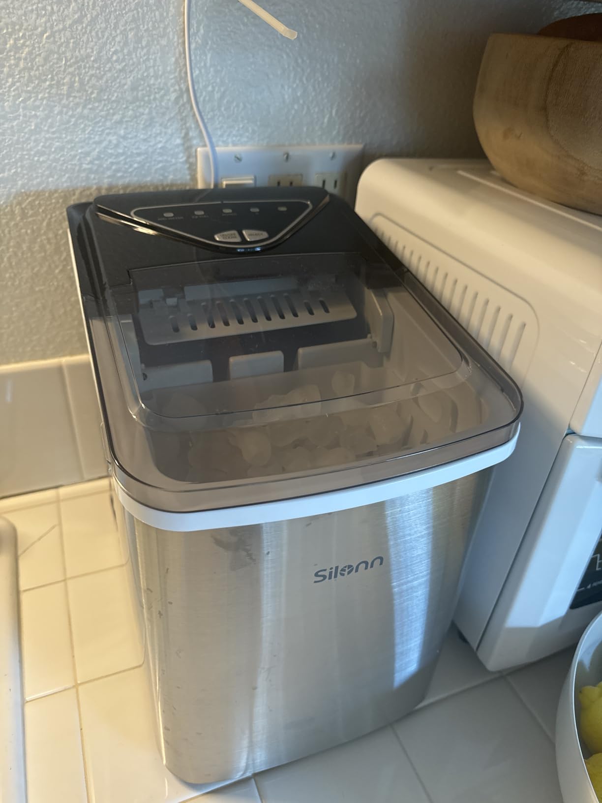 Silonn Nugget Ice Maker Countertop, Pellet Ice Machine with Self-Cleaning Function, Sonic Ice Maker Produces 36lbs of Chewable Ice in 24 Hours, Ideal for Home Kitchen and Office (Stainless Steel) customer photo 2