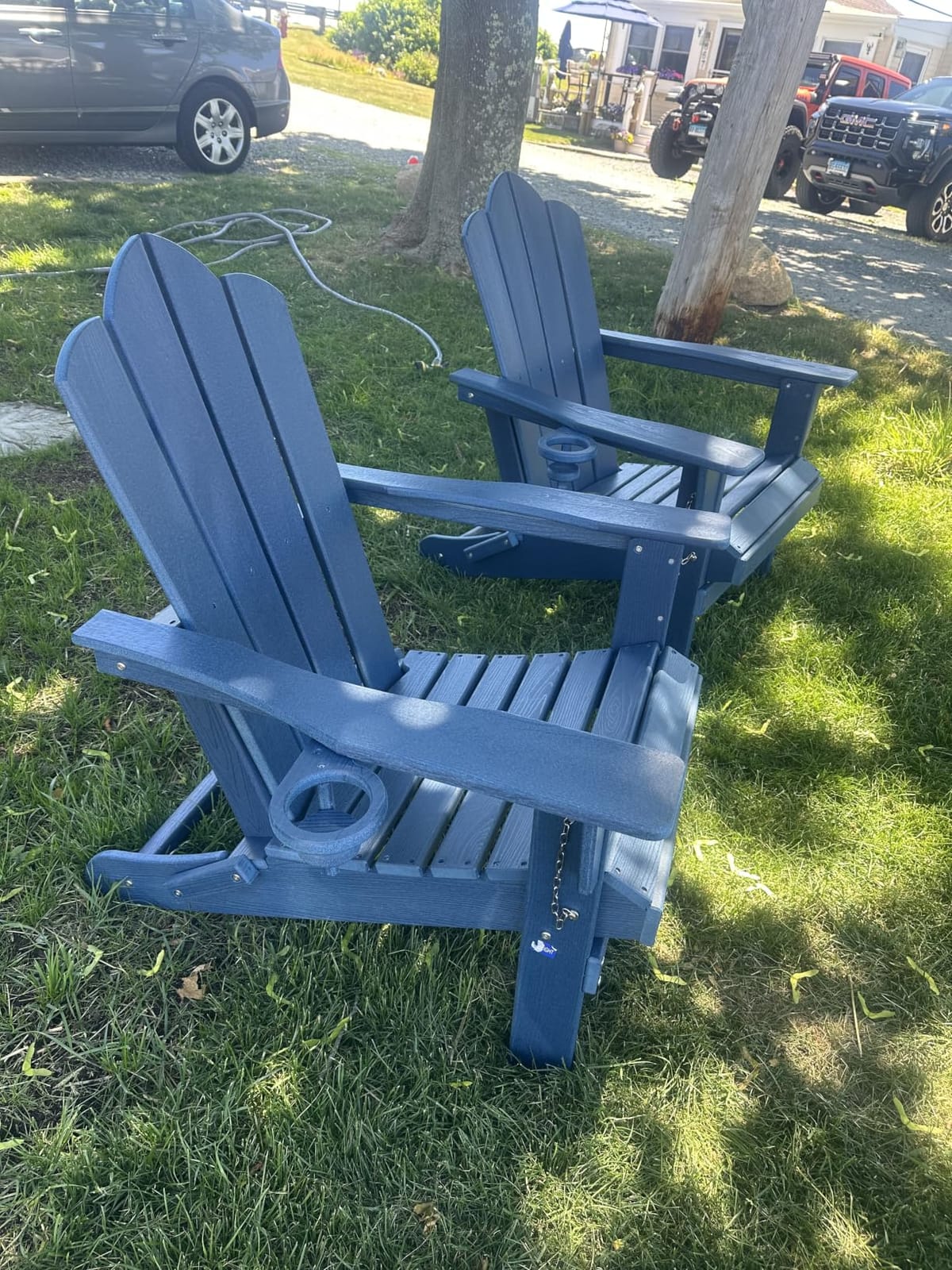 KINGYES Folding Adirondack Chair, All-Weather HDPE Material, Black, 8 Pack customer photo 2