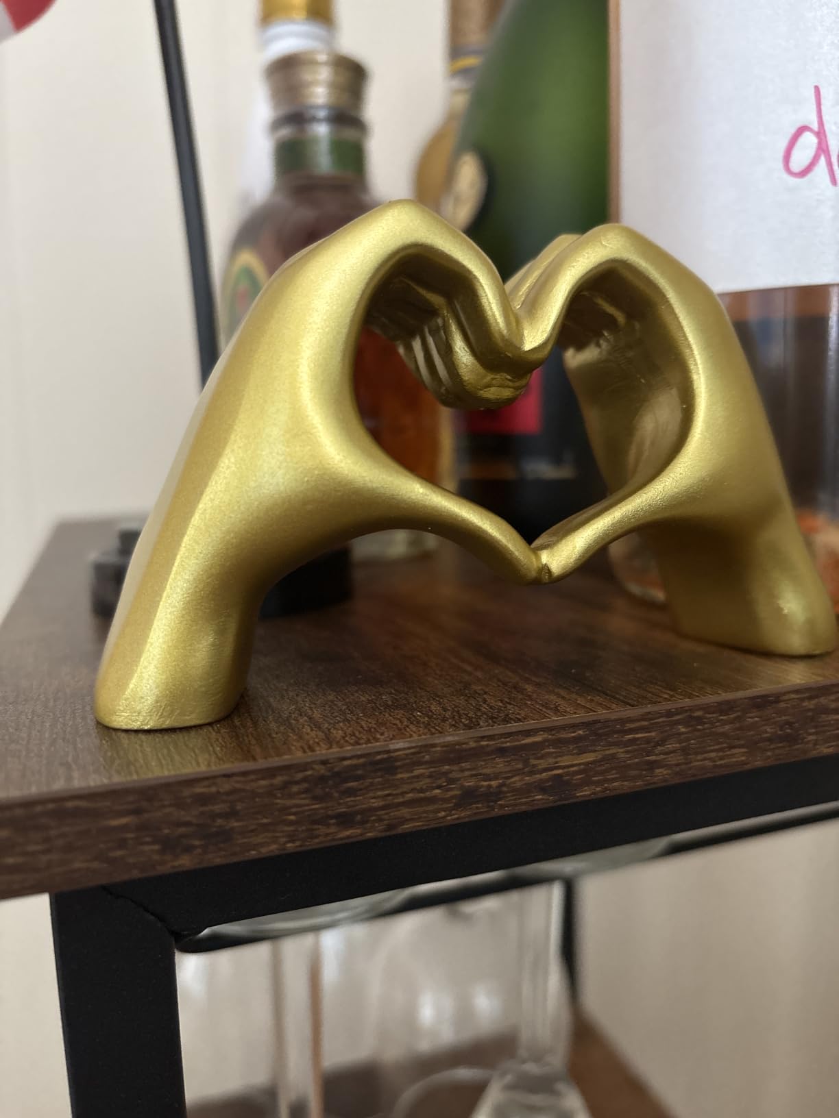 Small Heart Hands Sculpture Decor for Living Room Bedroom Bookshelf Coffe Table and Office Display, Love Finger Statue Modern Aesthetic Home Decor, Unique Gift for Wedding Christmas Birthday (Gold) customer photo 2