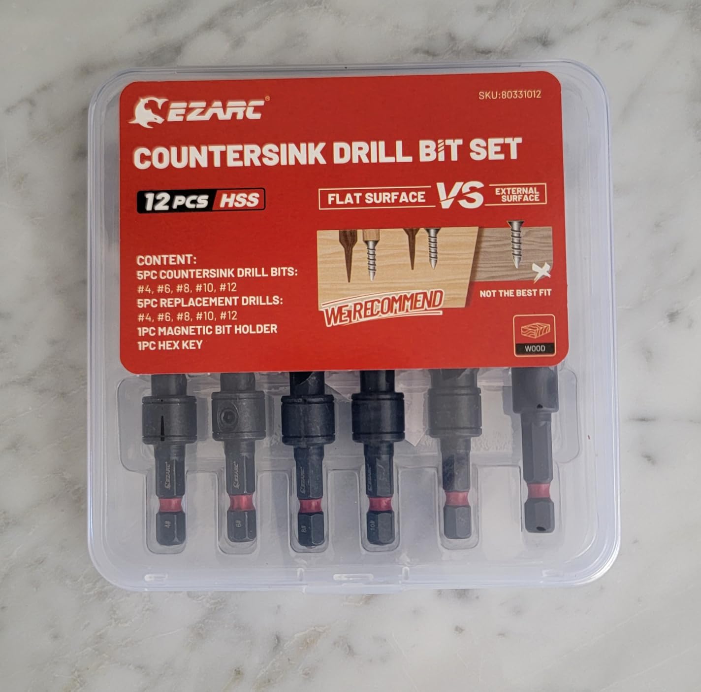 EZARC Countersink Drill Bit Set, 12PCS 2-Flute Adjustable Bits for Wood customer photo 2
