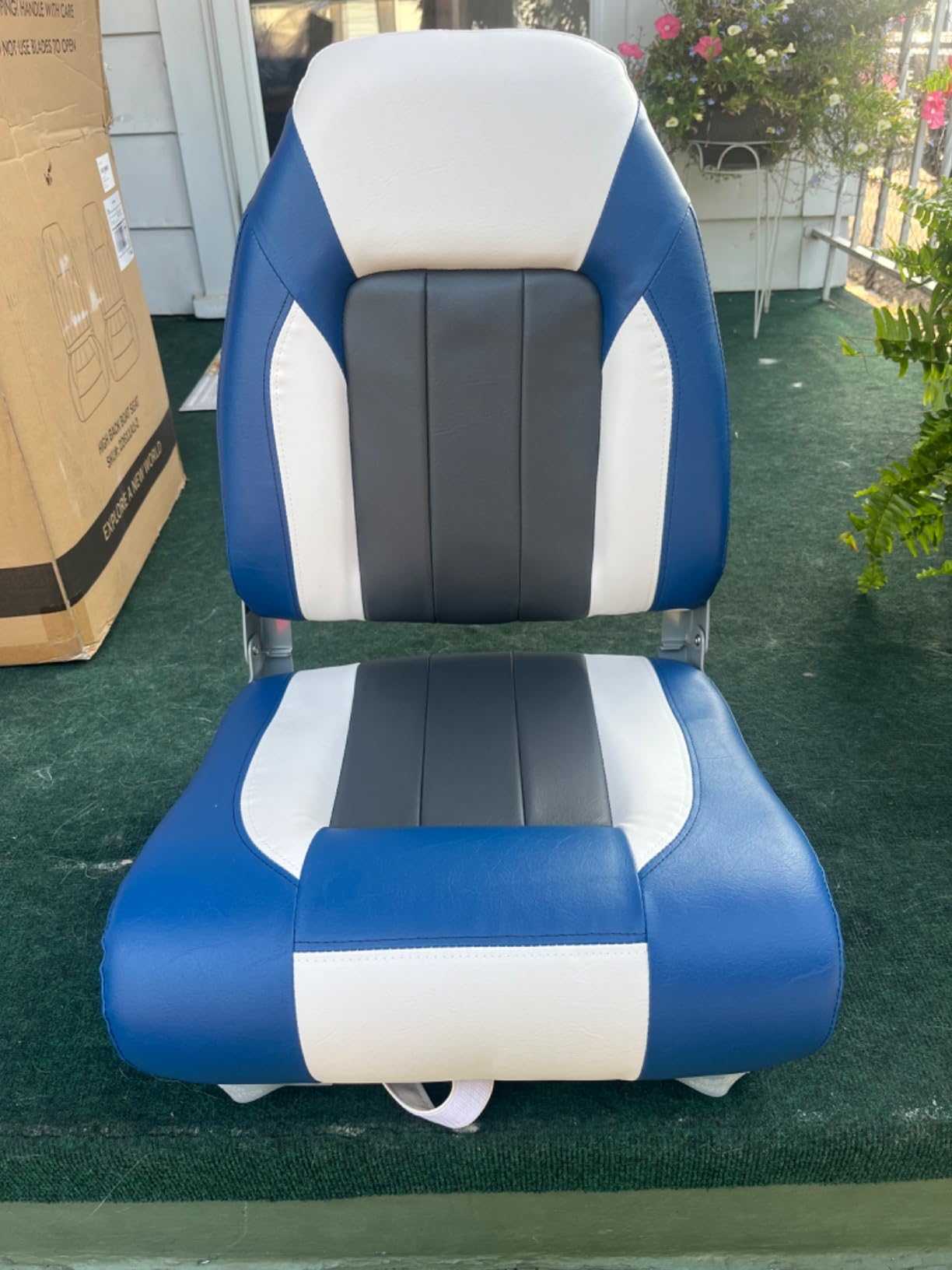 Deluxe Marine High Back Folding Boat Seats 2 Pack, Waterproof Fishing Boat Captain Chairs, 4 Mounting Screws Included customer photo 2