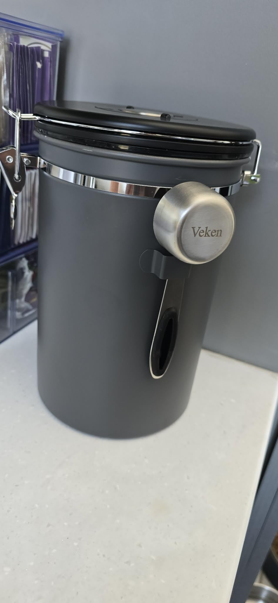 Veken Coffee Canister, 39OZ, 2.2lbs, Large Airtight Stainless Steel Container, Gray customer photo 1