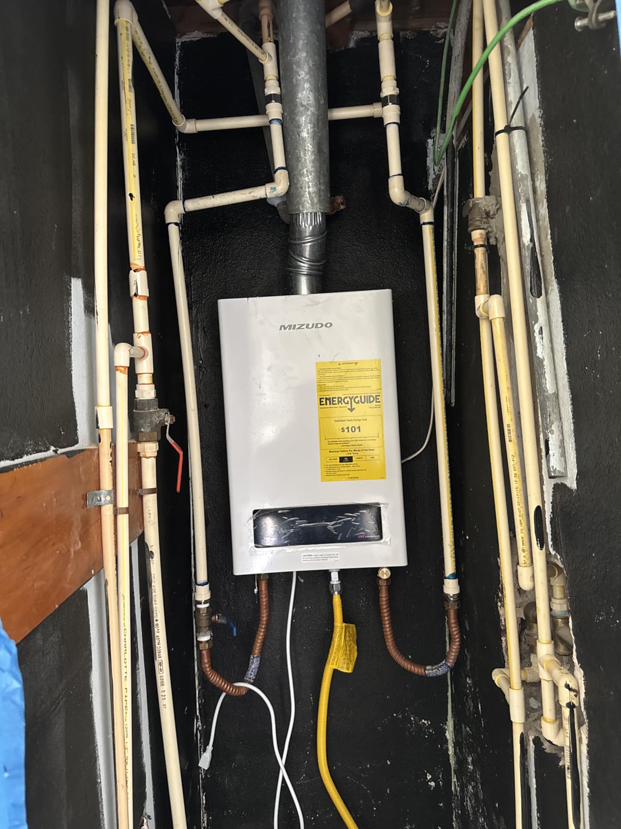 MIZUDO 180,000 BTU Propane Tankless Water Heater, Max 7.9 GPM, Indoor | WiFi&APP Control Non-Condensing 3-5 outlets points ±1°F Temperature Stability CSA Large Families Residential Whole House customer photo 2