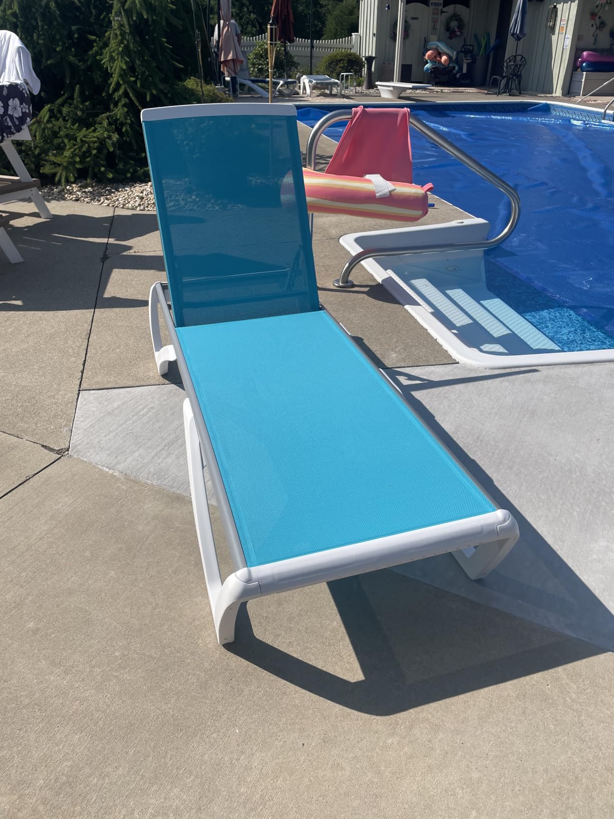 Kozyard Outdoor Chaise Lounge Chair, All Aluminum Frame, Fully Flat Adjustable Reclining Patio Lounger for Pool Sun Shelf, Tanning Ledge, Sunbathing & Backyard, Textilene (Aqua, 2Chairs + Table) customer photo 2