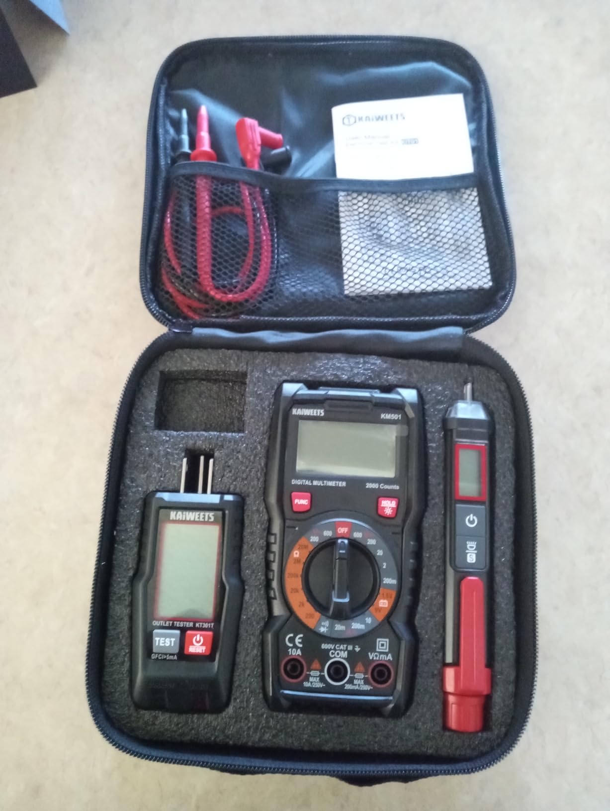 KAIWEETS Electrical Test Kit KIT01, Digital Multimeter, Smart Non-Contact Voltage Tester & GFCI Outlet Tester with LCD, Complete Set with Carrying Case & Batteries for Electrician, DIY & HVAC customer photo 1