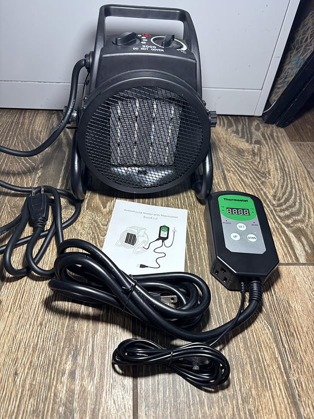 Greenhouse Heater with Thermostat, 1500W Electric Heater Auto Temperature Control Kit Digital Display, Fast Heating, Overheat Protection, for Grow Tent, Greenhouse, Flower Room, Winter Plants, Patio customer photo 1