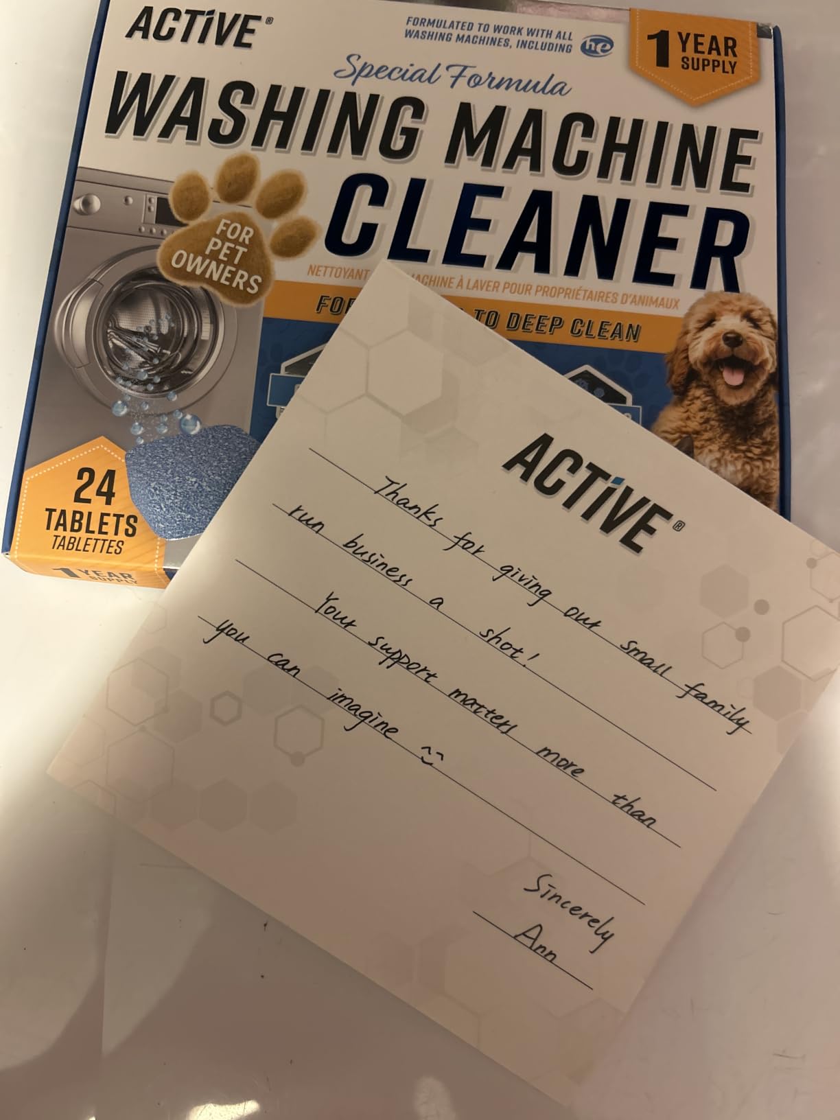 ACTIVE Washing Machine Cleaner for Pet Owners Enzymatic Deep Clean Descaler for Cat & Dog Hair, Urine, Odor, Residue, 24 Septic-Safe Tablets for Top Load, Front Loader, HE Washer Tub - 1 Year Supply customer photo 2