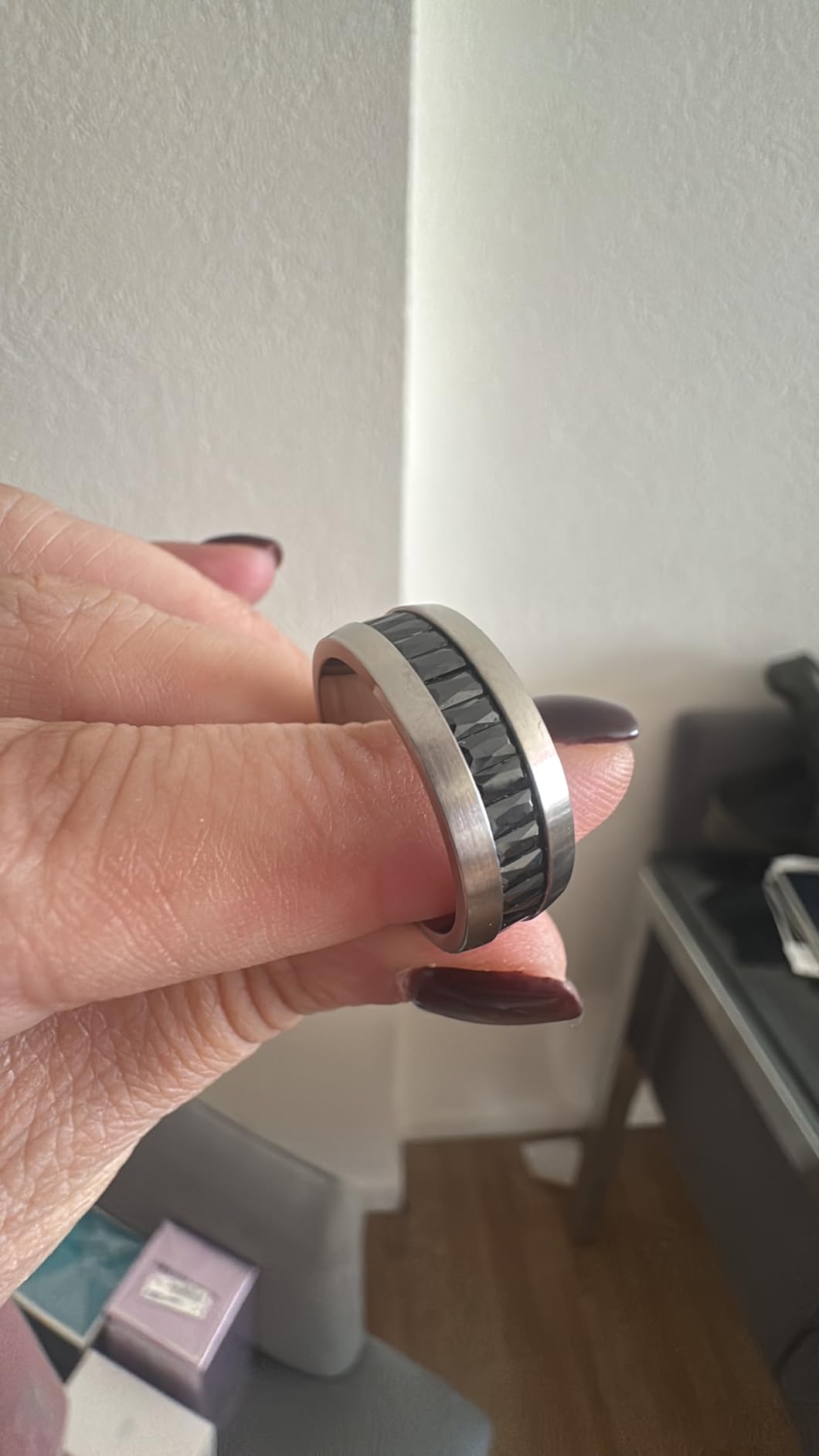 King Will Titanium Wedding Band for Men Women with Cubic Zirconia Inlay customer photo 2