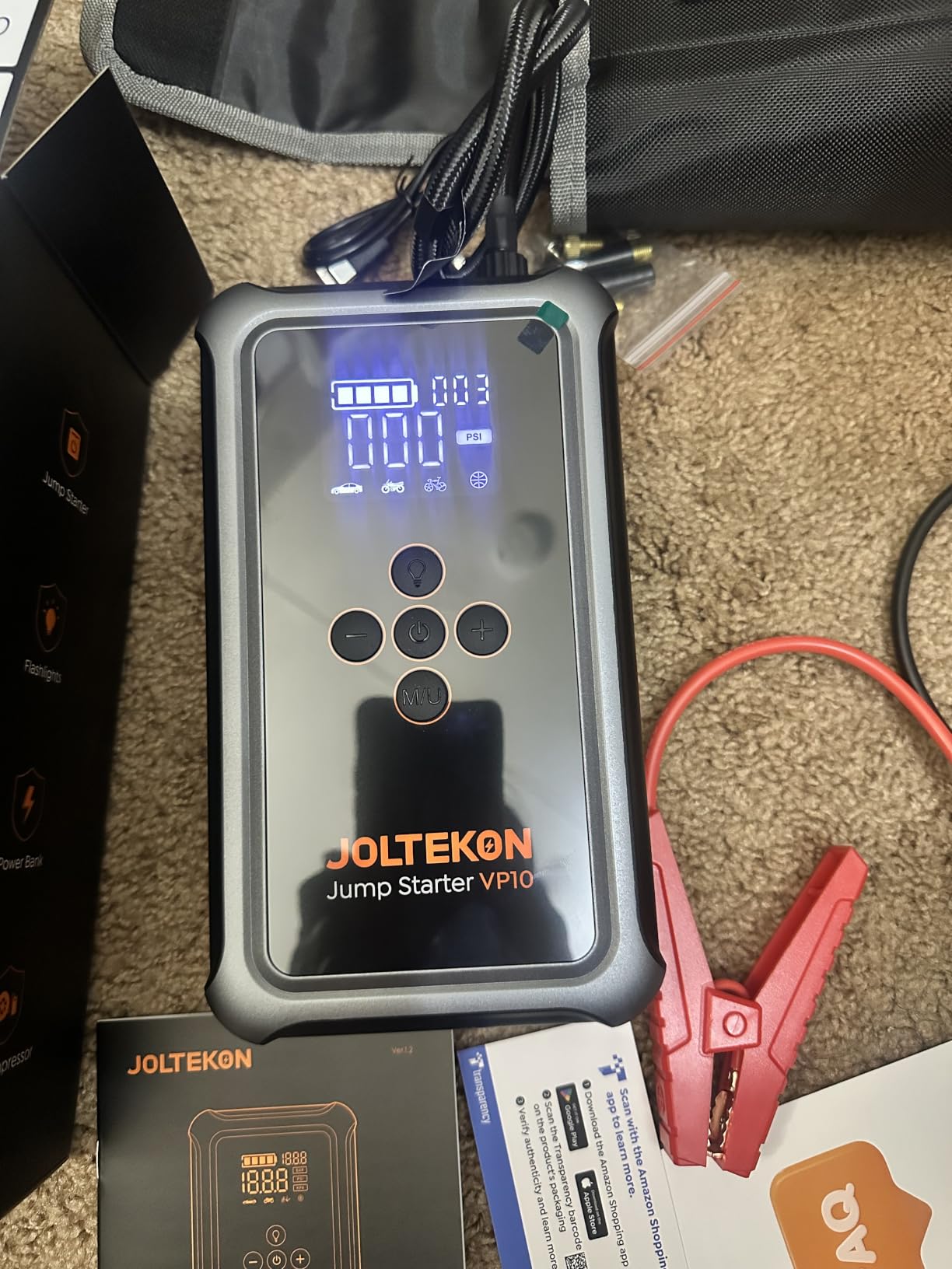 Car Battery Jump Starter with Air Compressor 6000A 150PSI, Car Jumper Starter Portable (All Gas/10L Diesel), Jump Box Car Battery with Auto-Shutoff Tire Inflator, Jumper Cables and Light customer photo 2