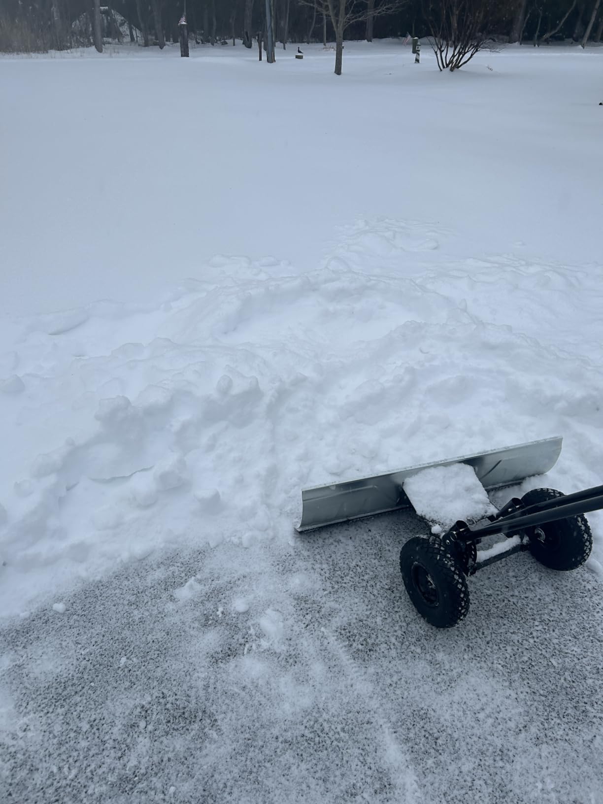 Best Choice Products 48in Heavy-Duty 2-Wheel Snow Pusher Hand Plow for Snow Removal w/Wheels, Adjustable Handle, Blade Angle - Black customer photo 1