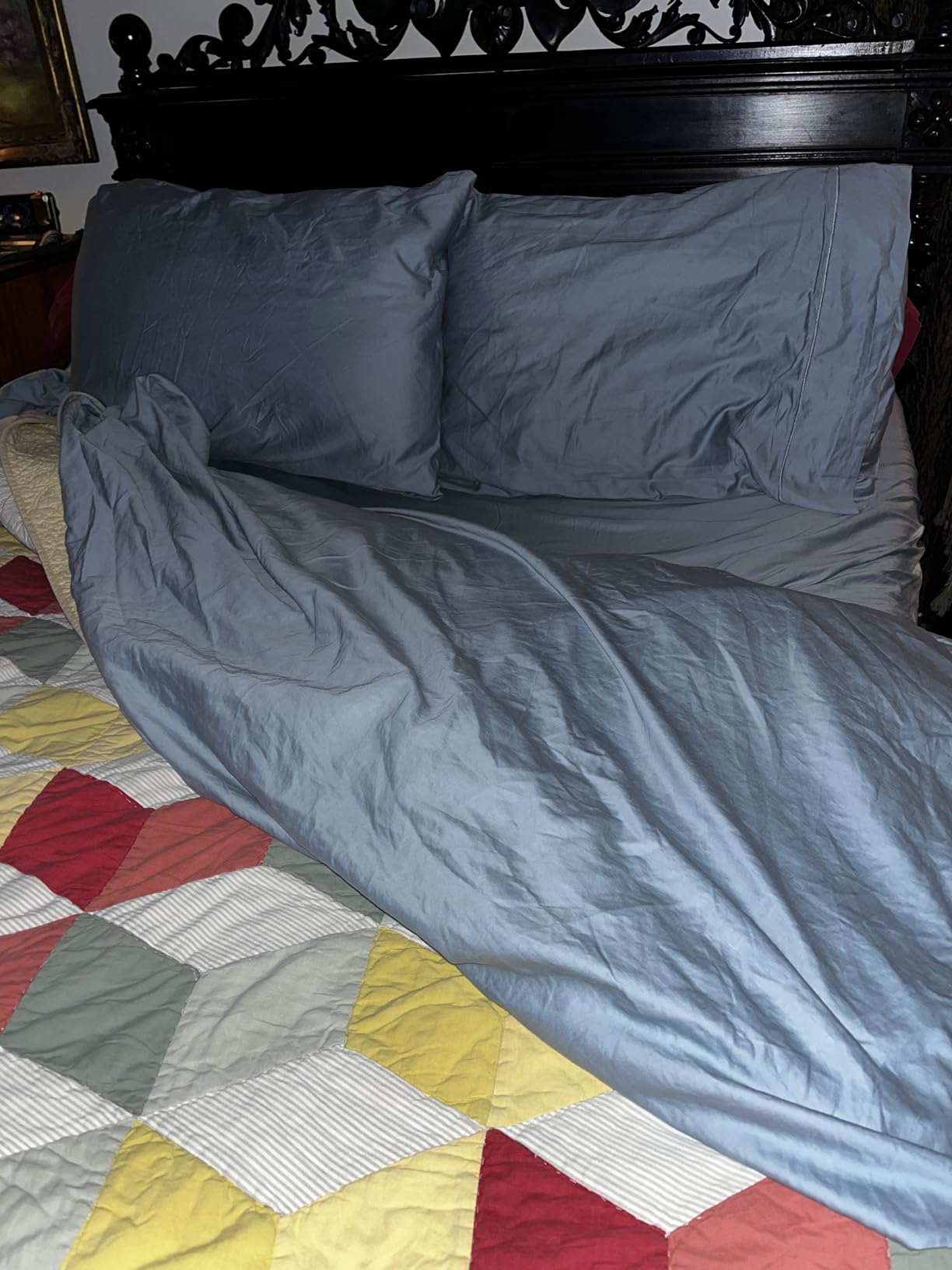 LANE LINEN 100% Egyptian Cotton Sheets King Size Silky Sateen Weave - White customer photo 1