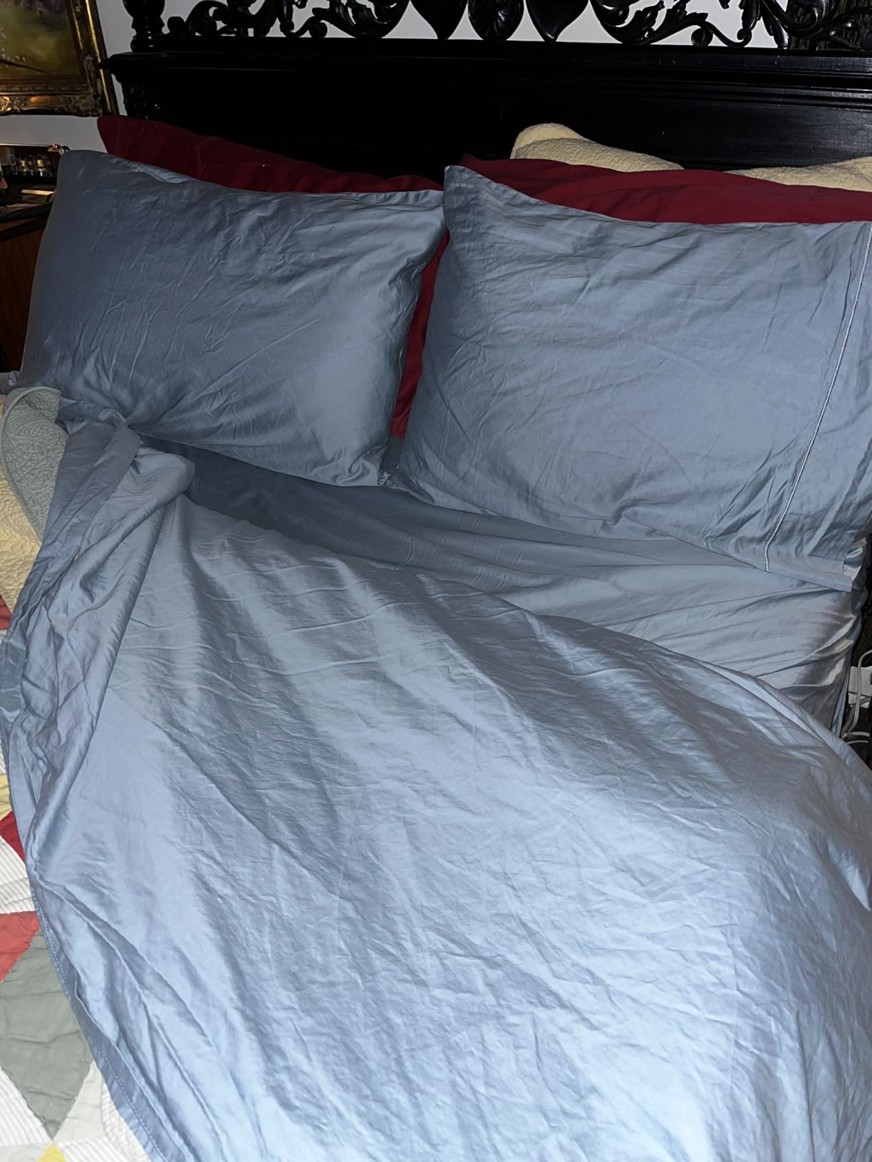 LANE LINEN 100% Egyptian Cotton Sheets King Size Silky Sateen Weave - White customer photo 2