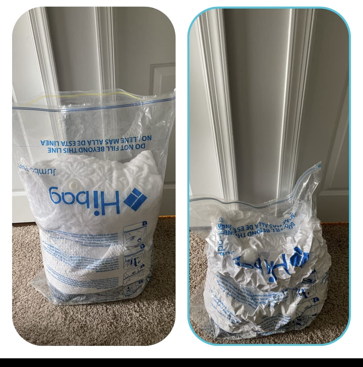 HIBAG Vacuum Storage Bags with Electric Pump, Vacuum Seal Bags for Clothing, Pillows, Blanket Bedding Comforters, 20 pack customer photo 1