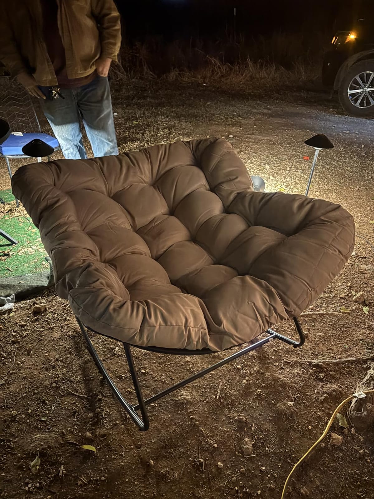 Papasan Rocking Chair, Oversized Outdoor Egg Chair with Thick Cushion customer photo 1
