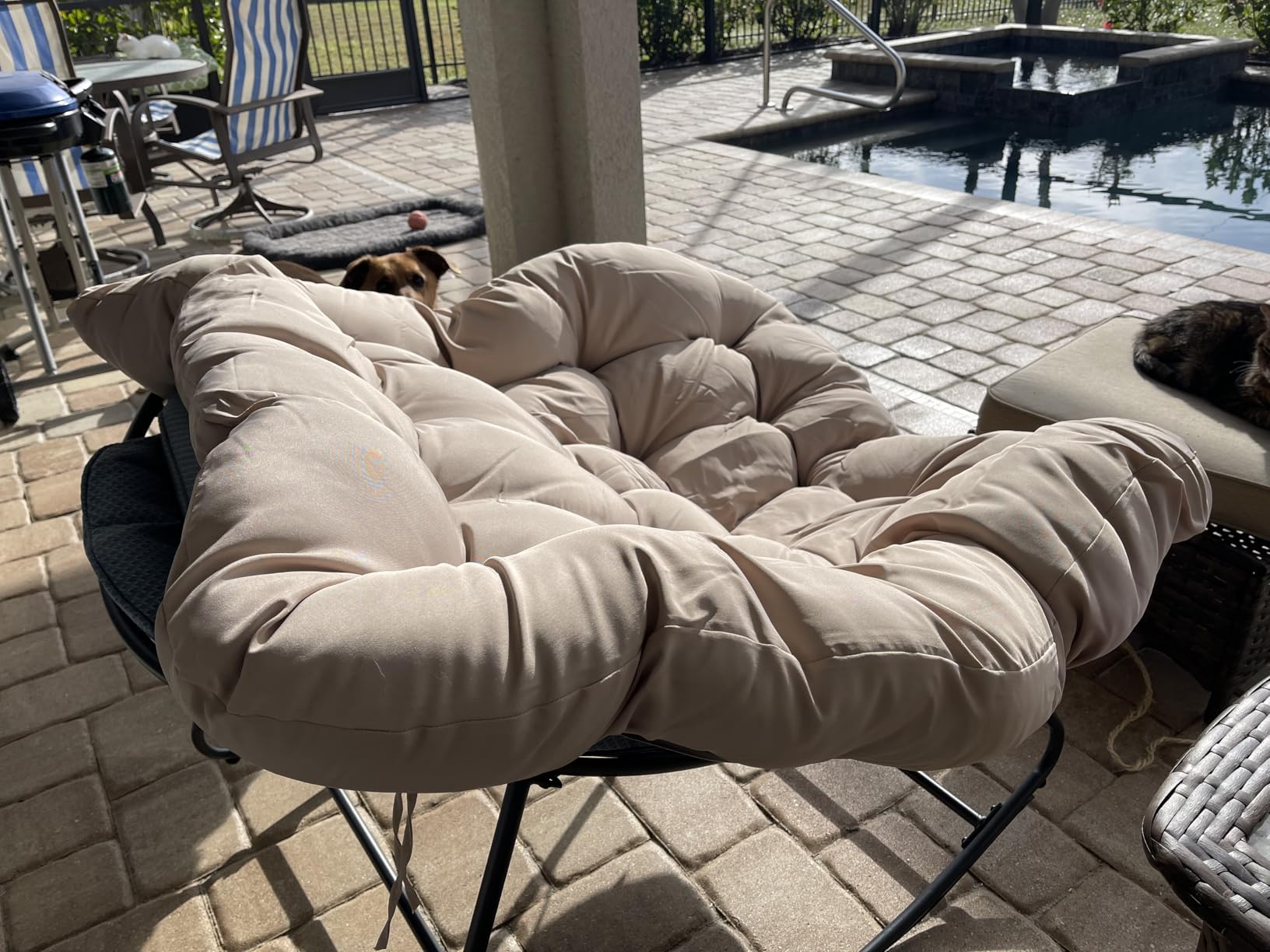 Papasan Rocking Chair, Oversized Outdoor Egg Chair with Thick Cushion customer photo 2