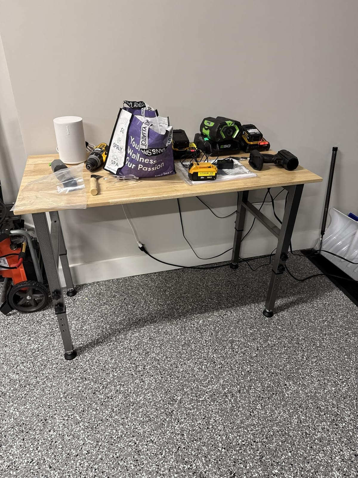 48'' Adjustable Height Workbench, Work Table with Outlets & Pegboard customer photo 2