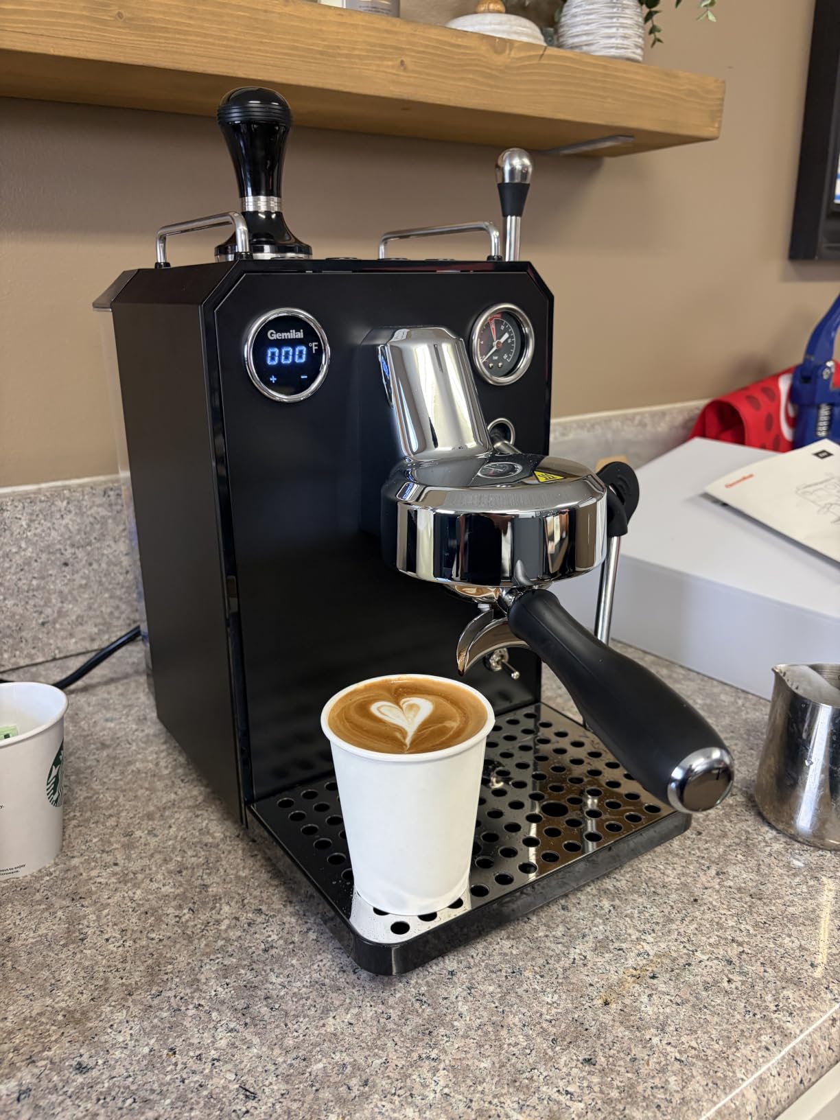 Gemilai Owl G3006 Home Espresso Machine, 58mm Commercial Group Head & PID Temp Control, Stainless Steel Coffee Maker for Barista-Quality Latte Art, Cappuccino Dual Data Display Black customer photo 1