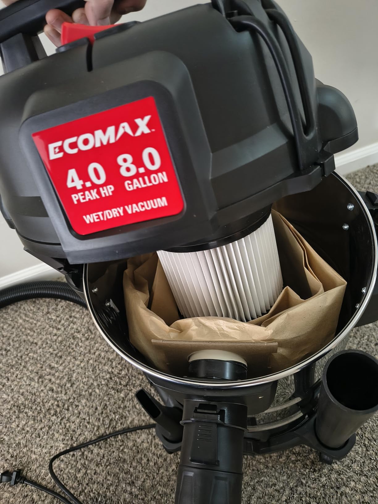ECOMAX 8 Gallon Ultra Quiet Stainless Steel Shop Vacuum Wet and Dry customer photo 2