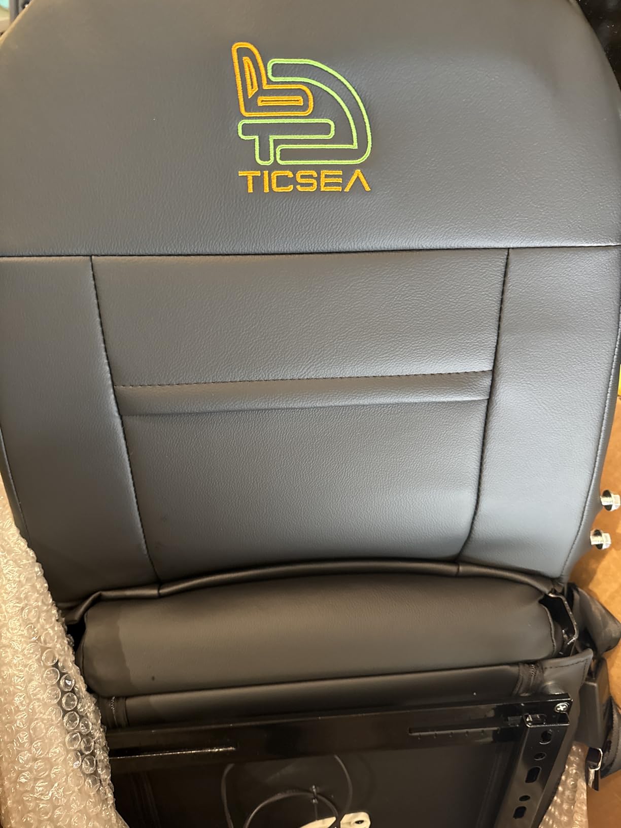 Universal Orange Ergonomic Tractor Seat with Adjustable Backrest, Armrests & Safety Belt And Micro Switch– Replacement for Zero Turn Mowers, Forklifts, Skid Steers, Loader Telehandler Dozer Excavator customer photo 1