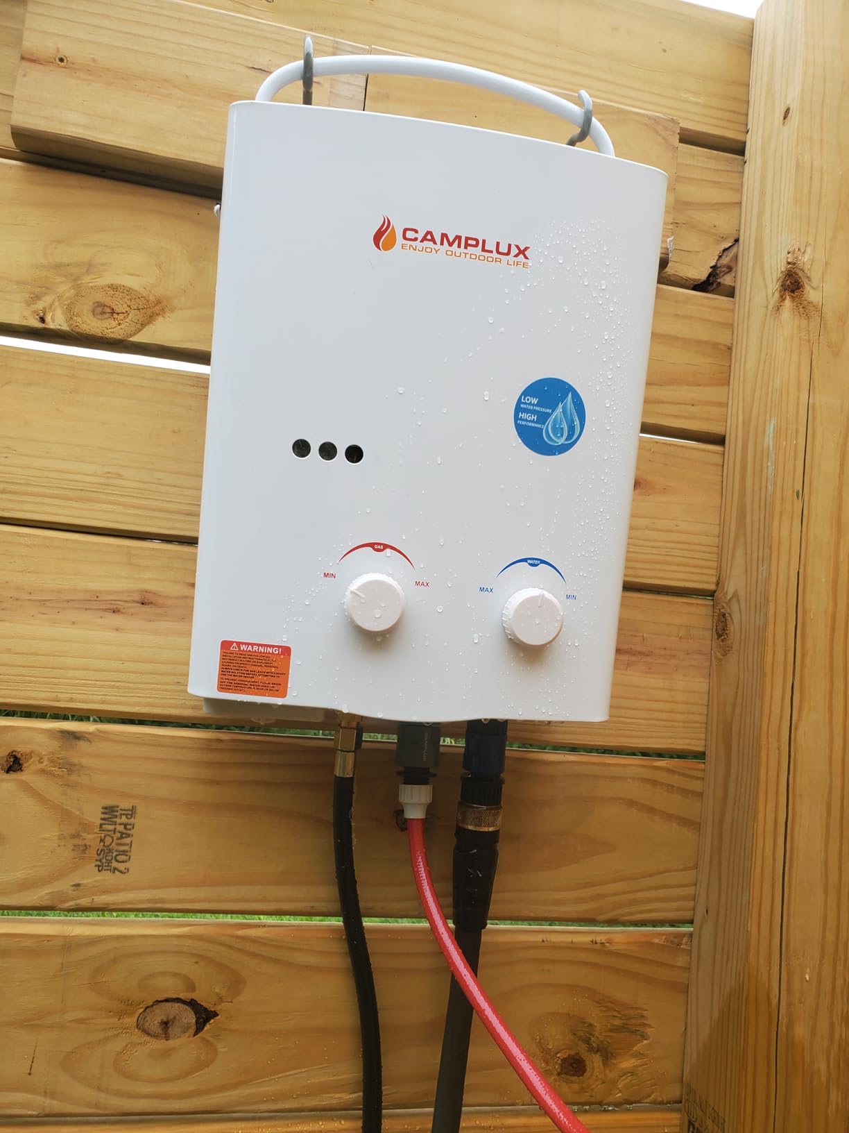 CAMPLUX Portable Tankless Water Heater, 1.32 GPM 5L Propane Water Heater for Camping, RV & Off-Grid, Instant Outdoor Hot Water Shower System with Gas Regulator, Battery Powered, AY132G, Gray customer photo 2