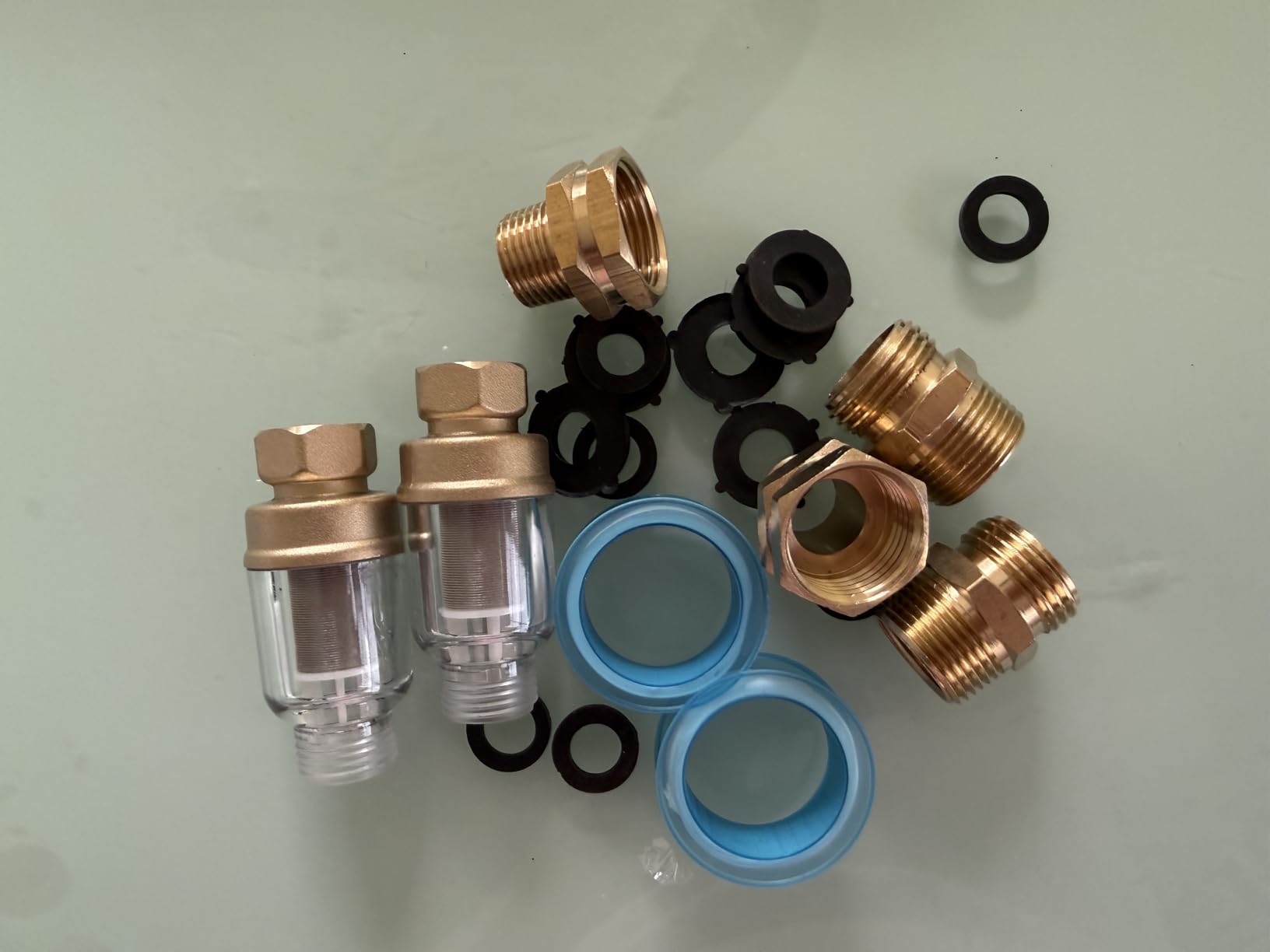 Washing Machine Inline Water Filter, Brass Sediment Filter 2 Pack | 50 micron stainless steel screen helps trap rust, sand, and sediment for washers, water heaters, and garden hose lines customer photo 2