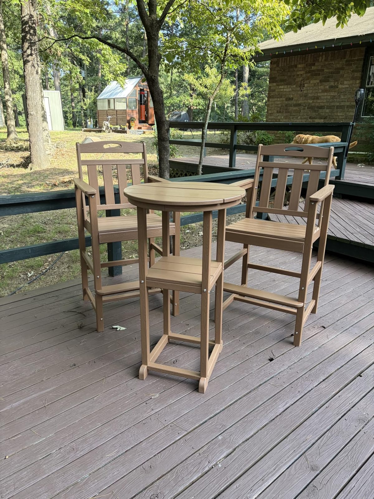 Outdoor Bistro Bar Set, Patio High Top Table and Bar Height Backless Stools Set of 2, All-Weather HDPE Square Pub Furniture for Outside Balcony Backyard Pool Deck | 3-Pieces, Black customer photo 2
