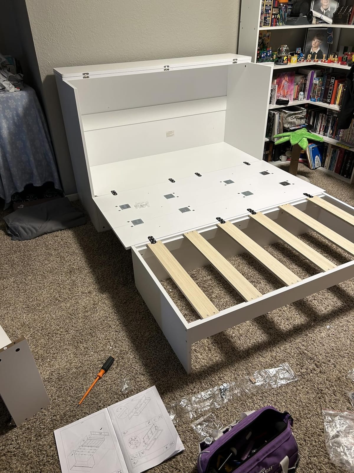 LIVAUVEAD Murphy Bed Full, Murphy Bed Cabinet with Headboard, White customer photo 2