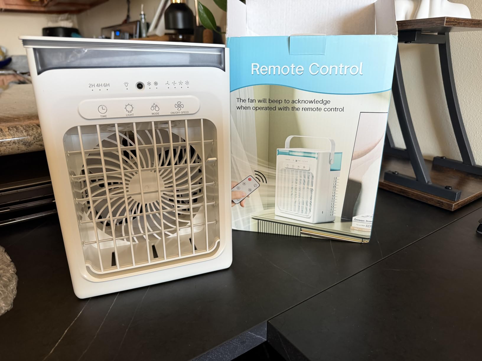 Mini Evaporative Cooler, Mist Fan Portable Air Conditioners, White customer photo 2