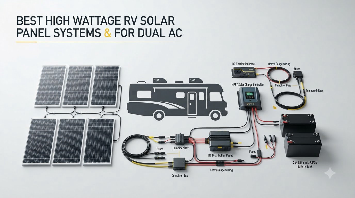 best high wattage rv solar panel systems for dual ac