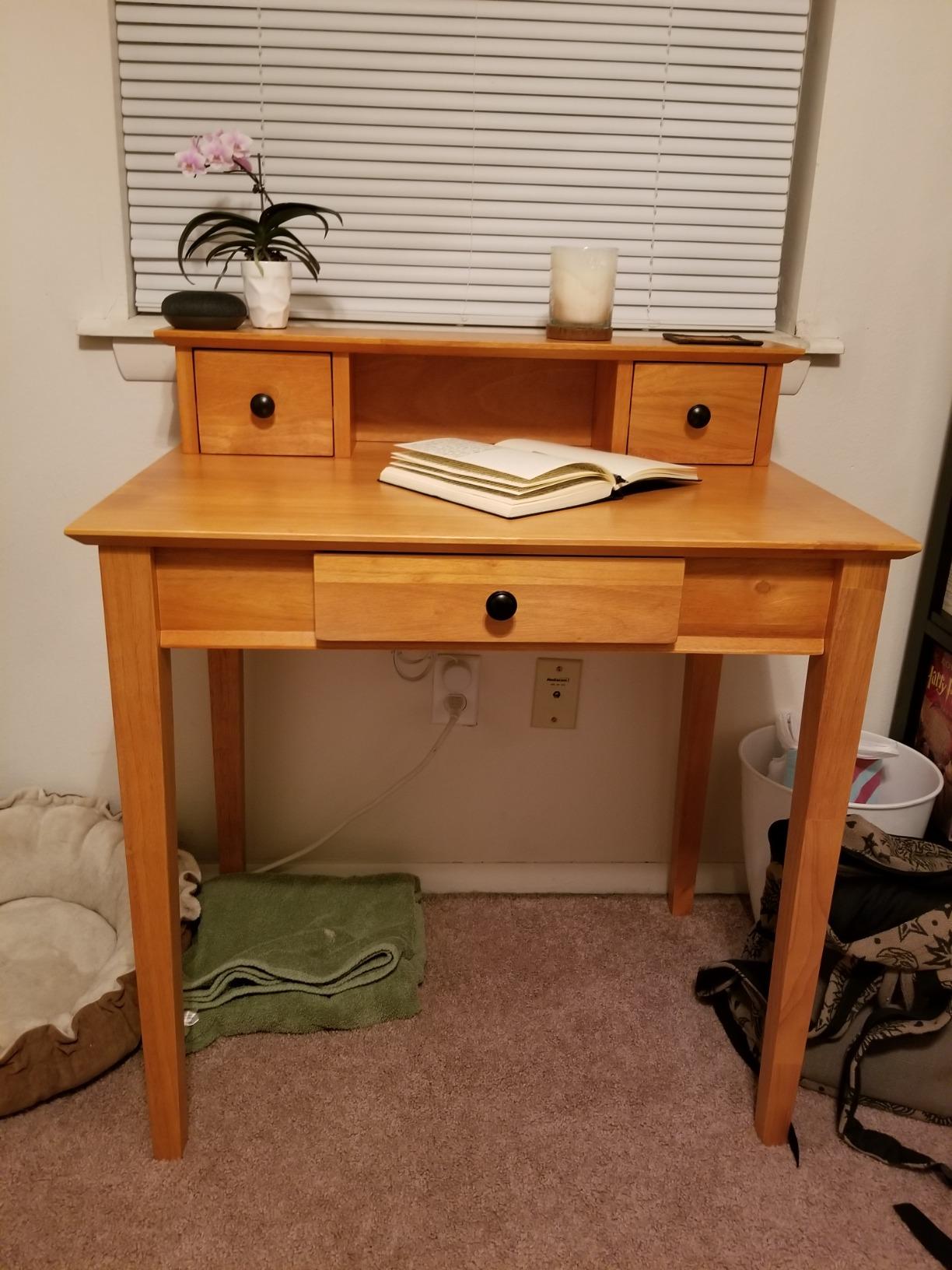 Winsome Studio Writing Desk with 3 Drawers, Honey customer photo 2