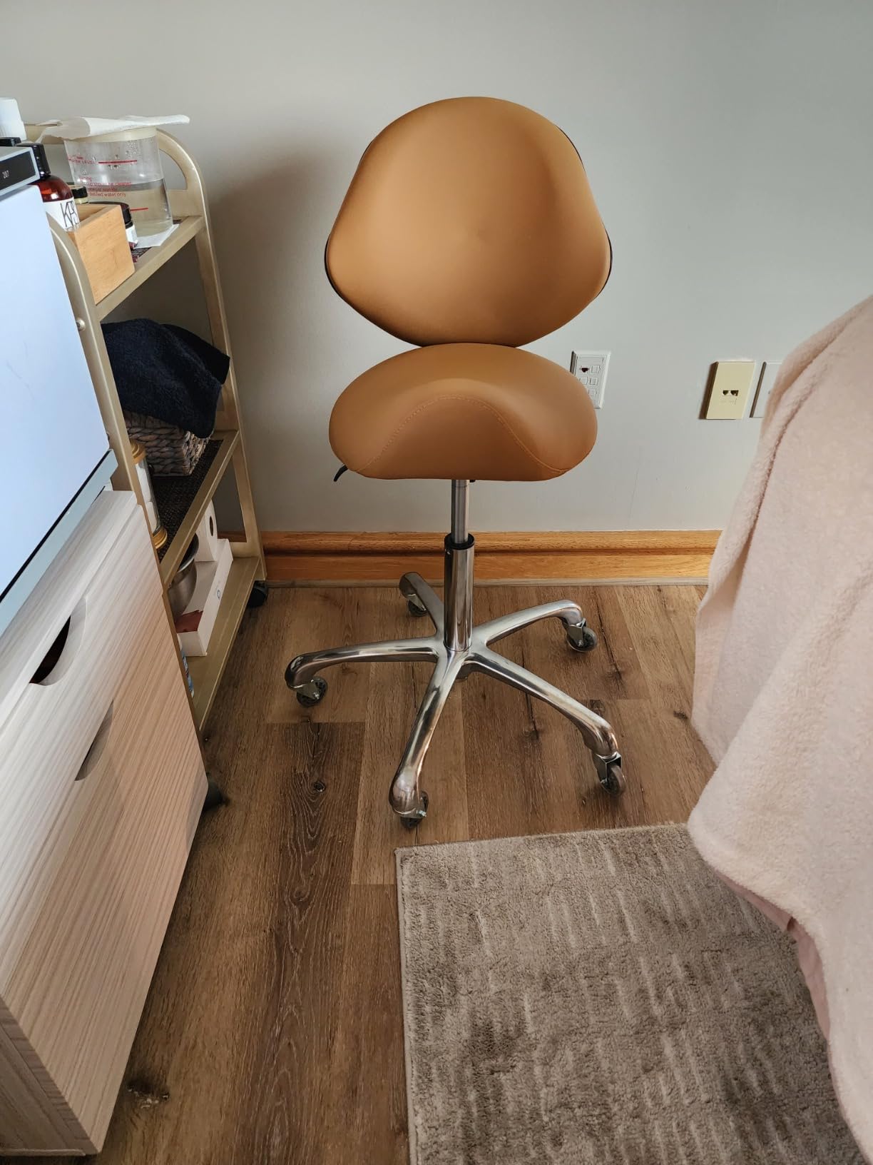 Adjustable Saddle Stool Chairs with Back Support Ergonomic for Medical Clinic Studio Salon Office and Home (Black) customer photo 1