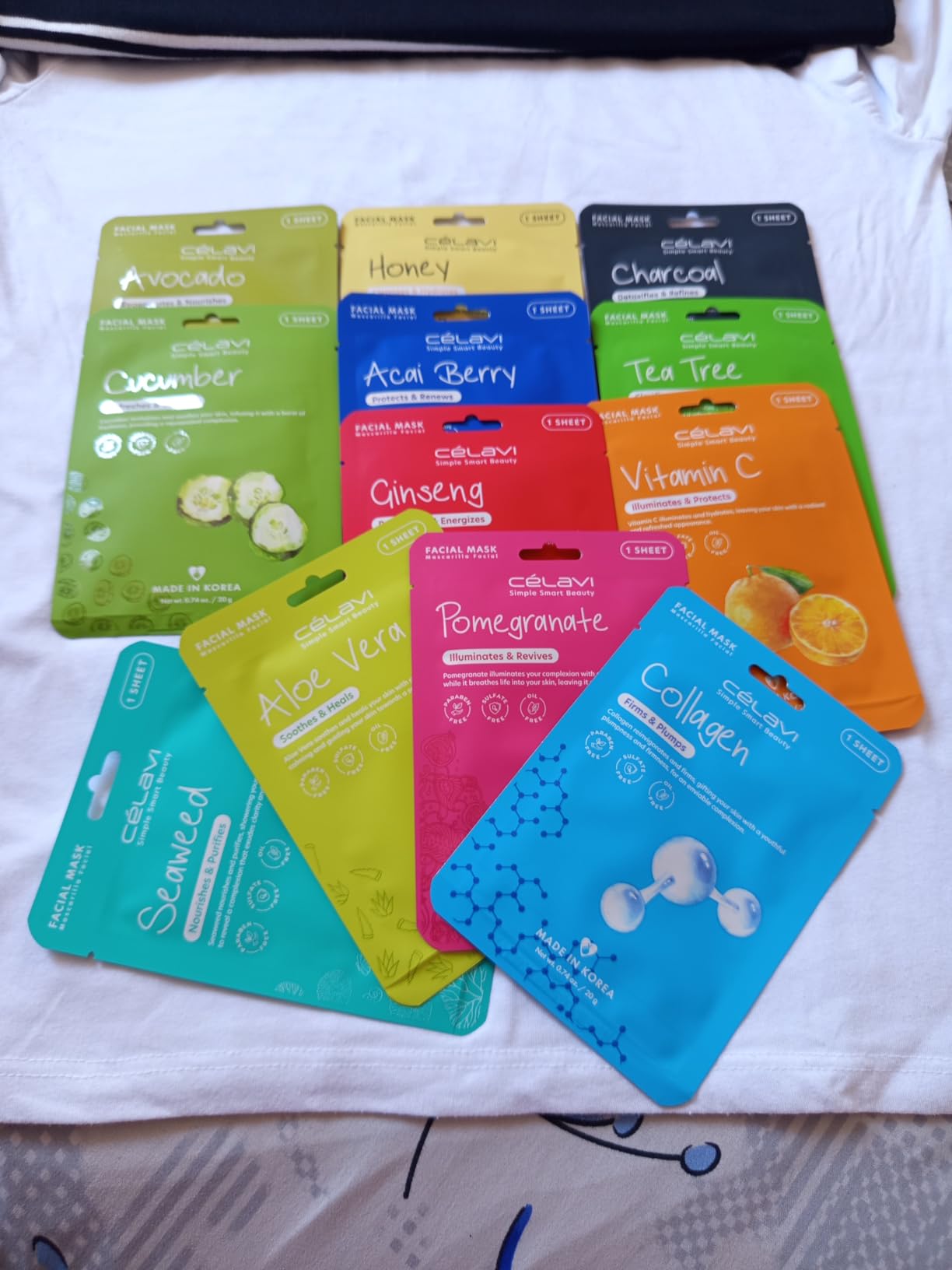 Celavi Korean Face Mask Sheet Set, Facial Spa Masks for Women, 12 Pack customer photo 1