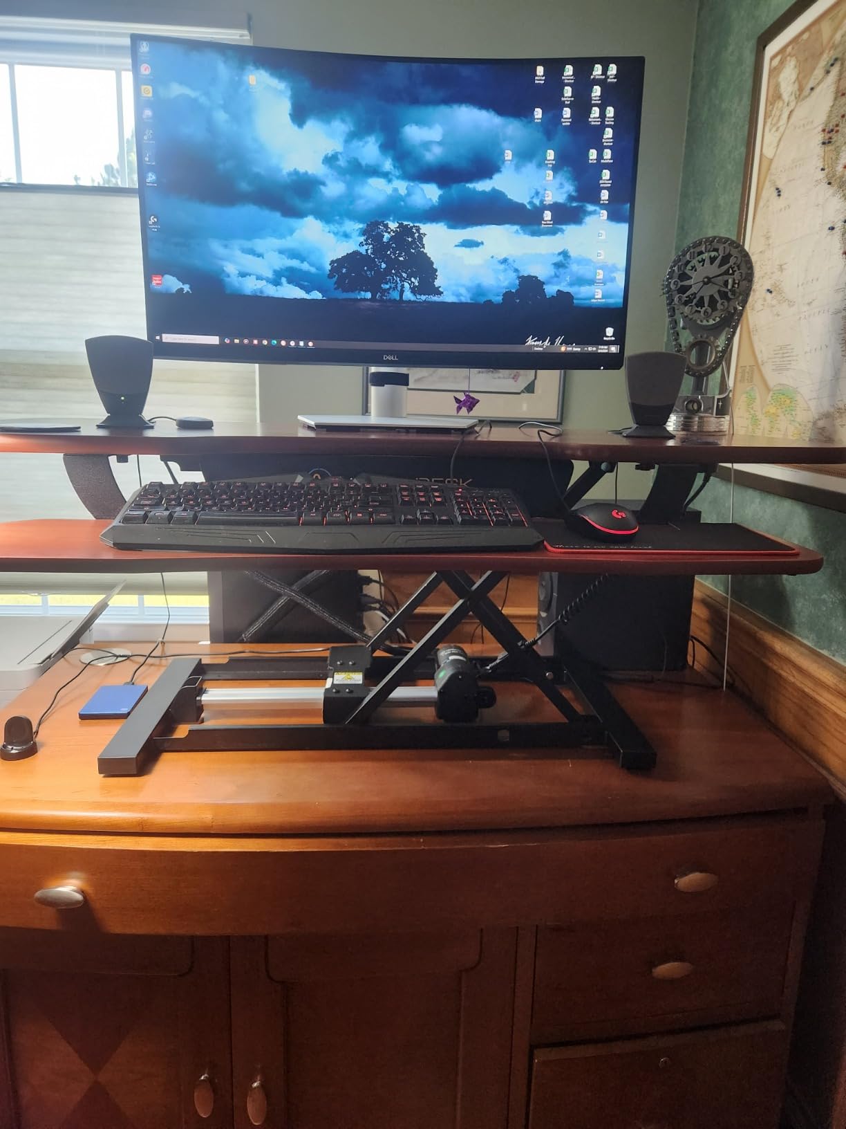 VERSADESK PowerPro 36 Inch Electric Standing Desk Converter – Push-Button Height Adjustable Sit to Stand Desk Riser for Dual Monitors & Laptop – Motorized Desktop Workstation with Wide Keyboard Tray customer photo 1