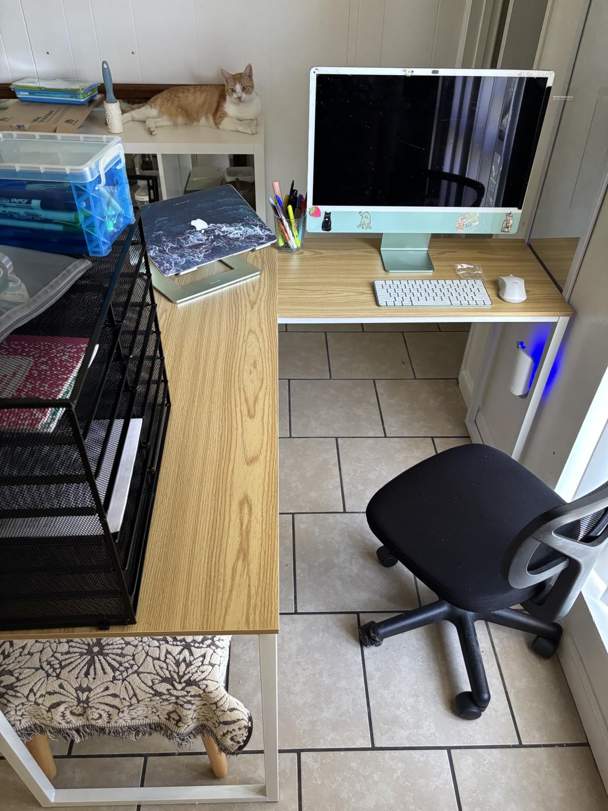 SHW Mission 55 x 60 L-Shape Home Office Computer Desk, Black customer photo 1