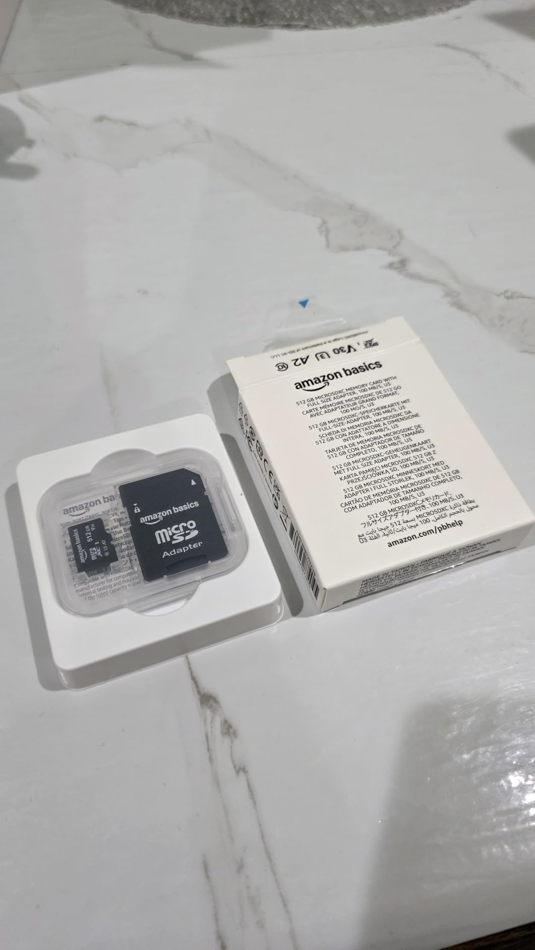 Amazon Basics microSDXC Memory Card with Full Size Adapter, A2, U3, Read Speed up to 100 MB/s, 512GB, Black customer photo 1