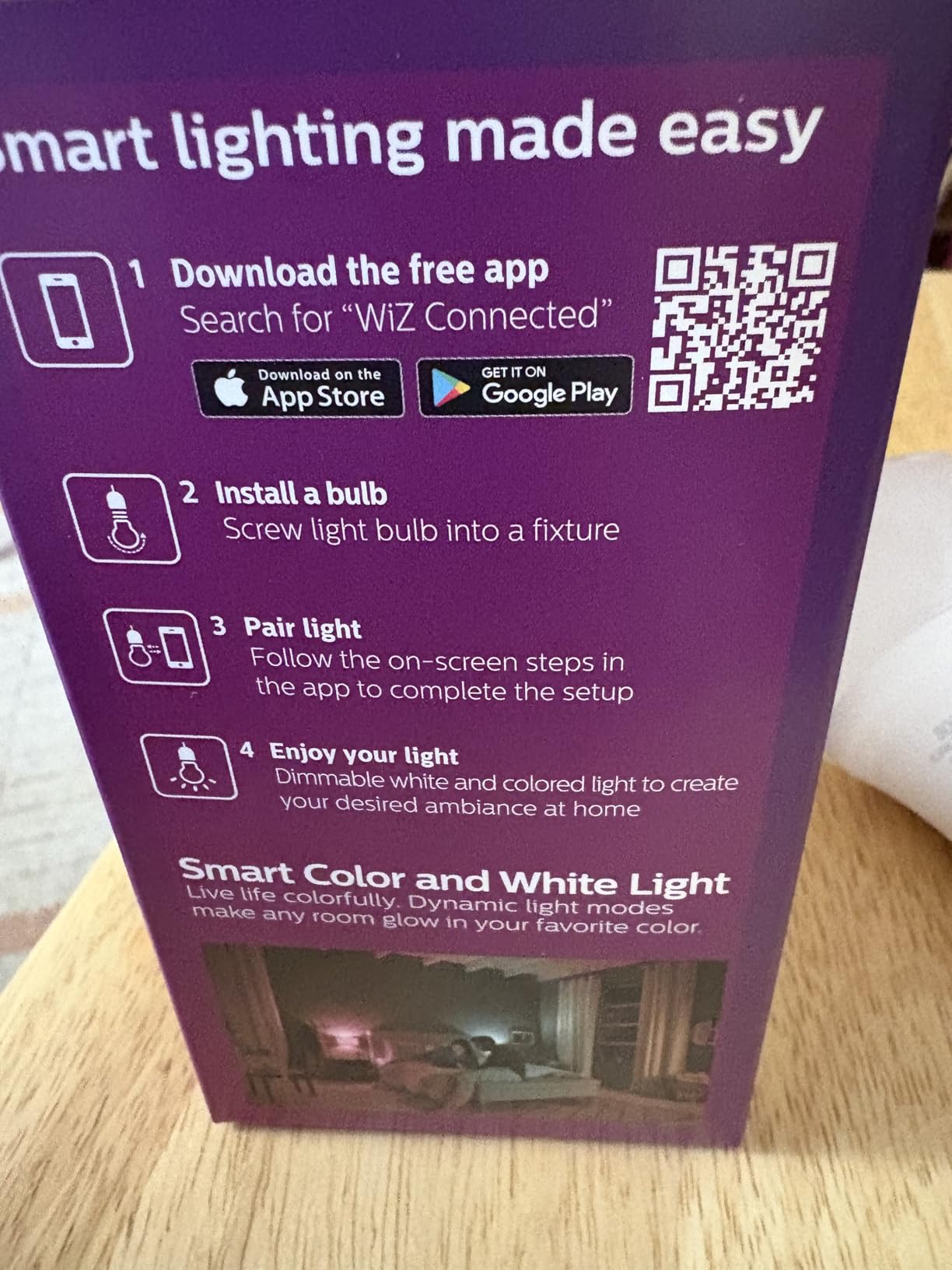 PHILIPS Smart Lighting Connected Light Bulbs, 2-Pack, Color A19 60W 800LM E26 Indoor LED Lights, Smart Bulbs with Motion Detection, Control with Voice or App customer photo 2