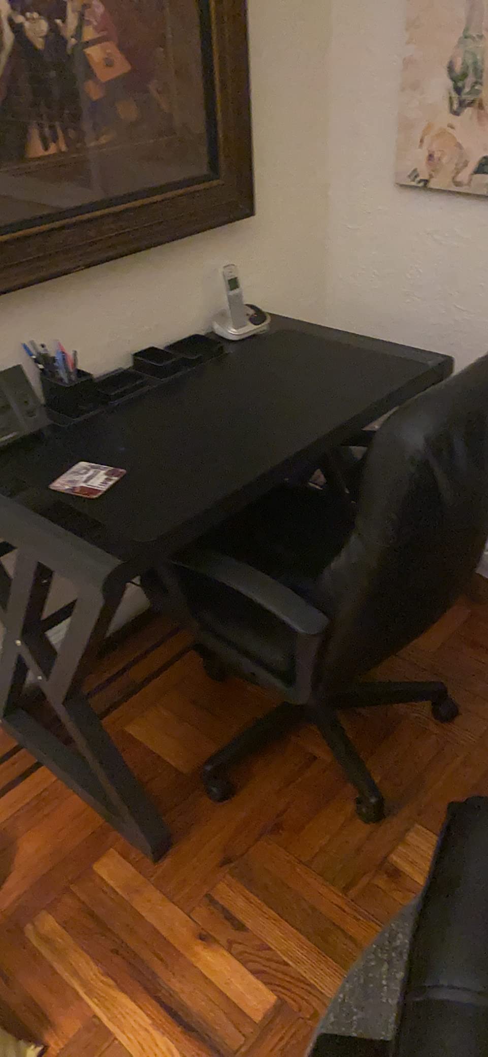 BINGTOO Computer Desk Glass Top Metal Frame, 55.1